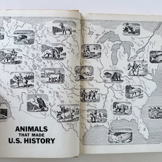 Animals That Made U.S. History, 1964 Children's Hardcover Nonfiction - Pretty Old Books