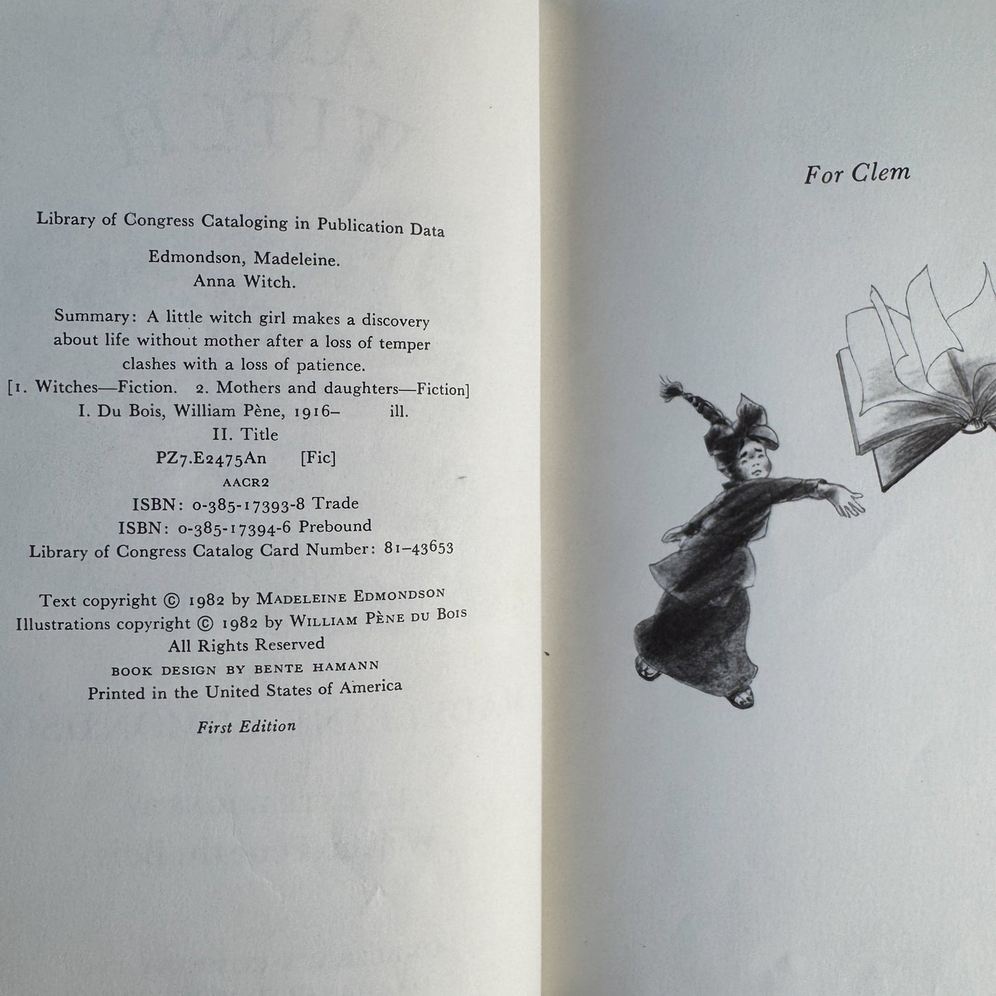 Anna Witch, Madeleine Edmondson, Illustrated by William Pène du Bois, 1982 First Edition - Pretty Old Books