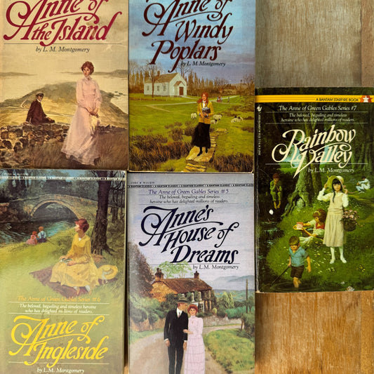 Anne of Green Gables Vintage Paperback Set, L.M. Montgomery, Bantam Classic Edition - Pretty Old Books