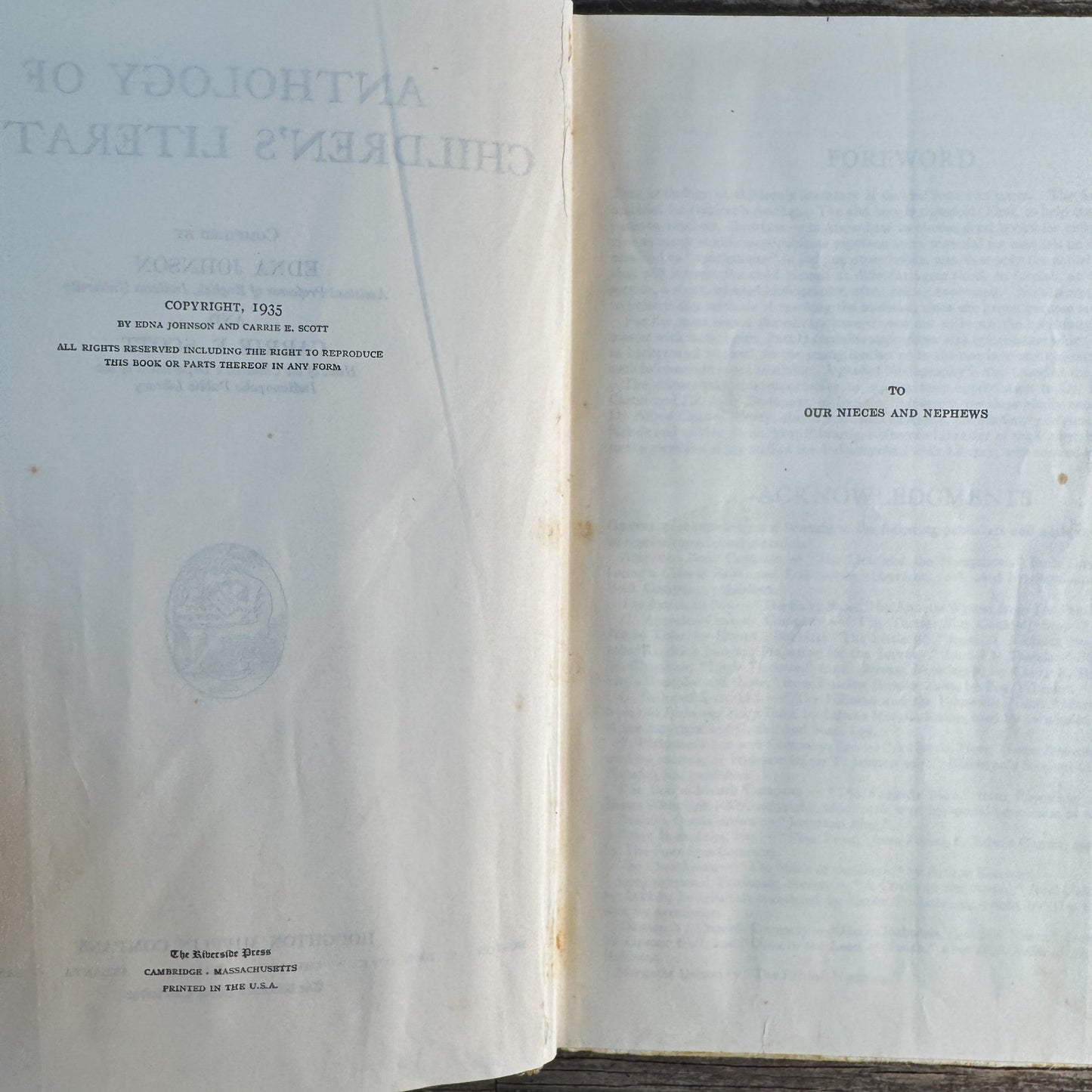 Anthology of Children's Literature, Edna Johnson and Carrie E. Scott, 1935 - Pretty Old Books