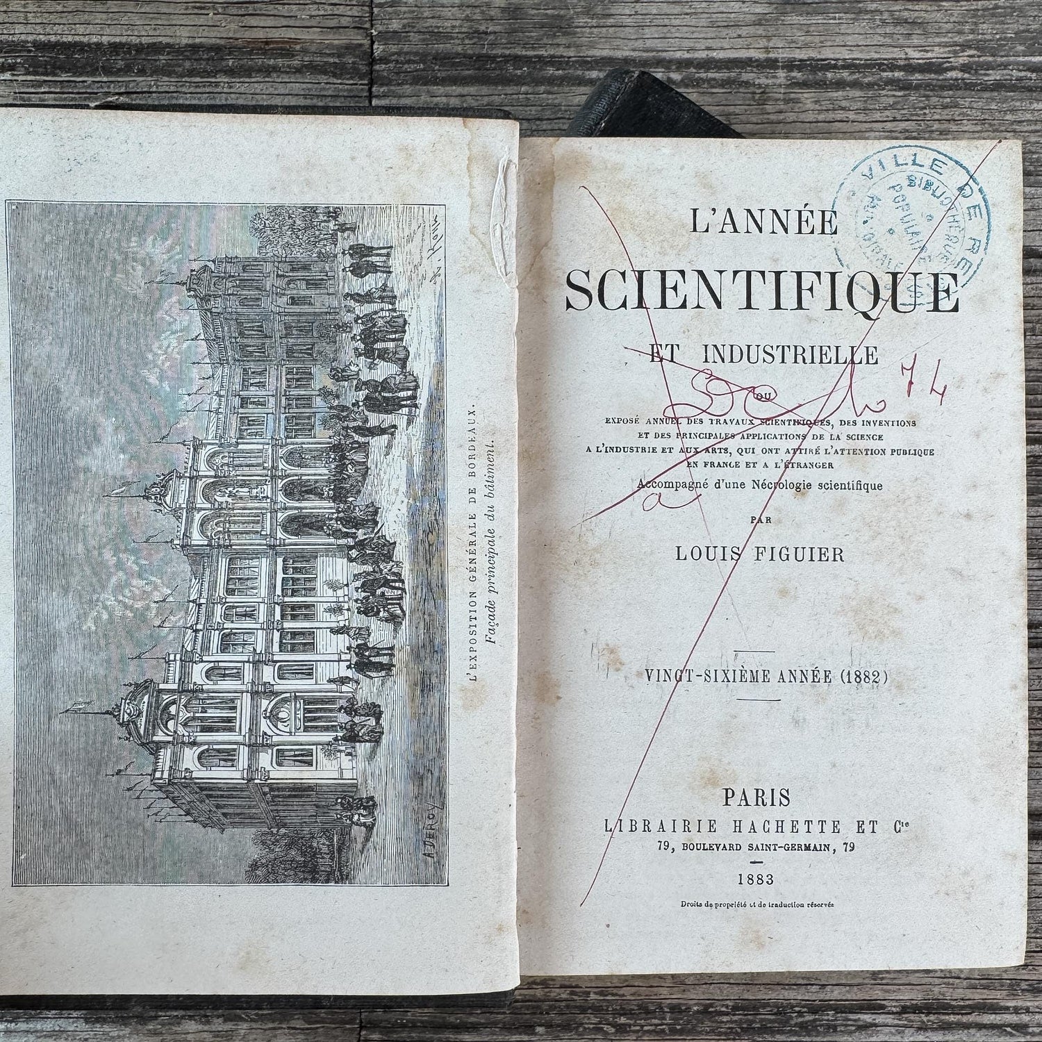 Antique Black French Book Set of Two L'Année Scientifique et Industrielle, 1882 and 1889 - Pretty Old Books