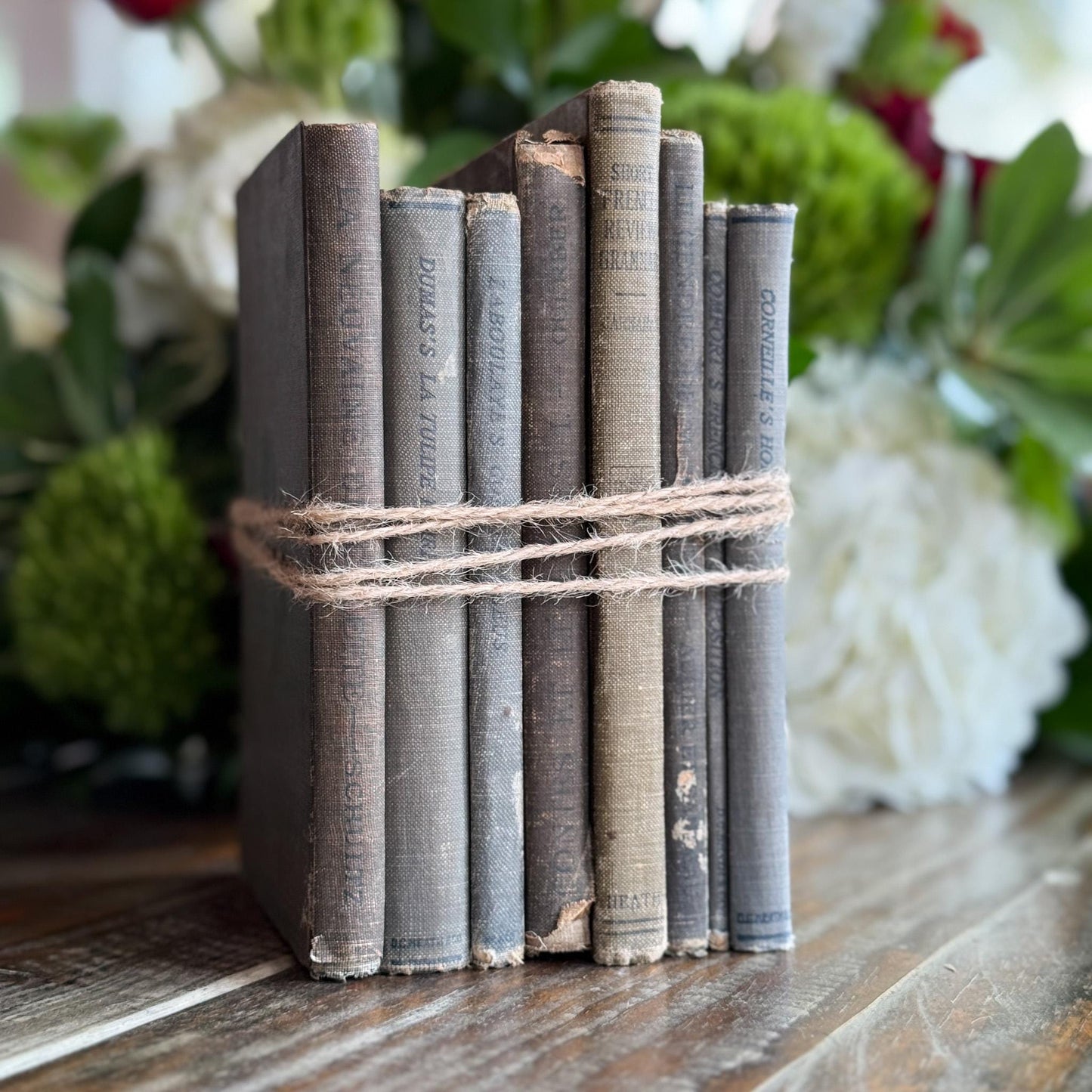 Antique Blue and Green French School Book Bundle For Decor - Pretty Old Books