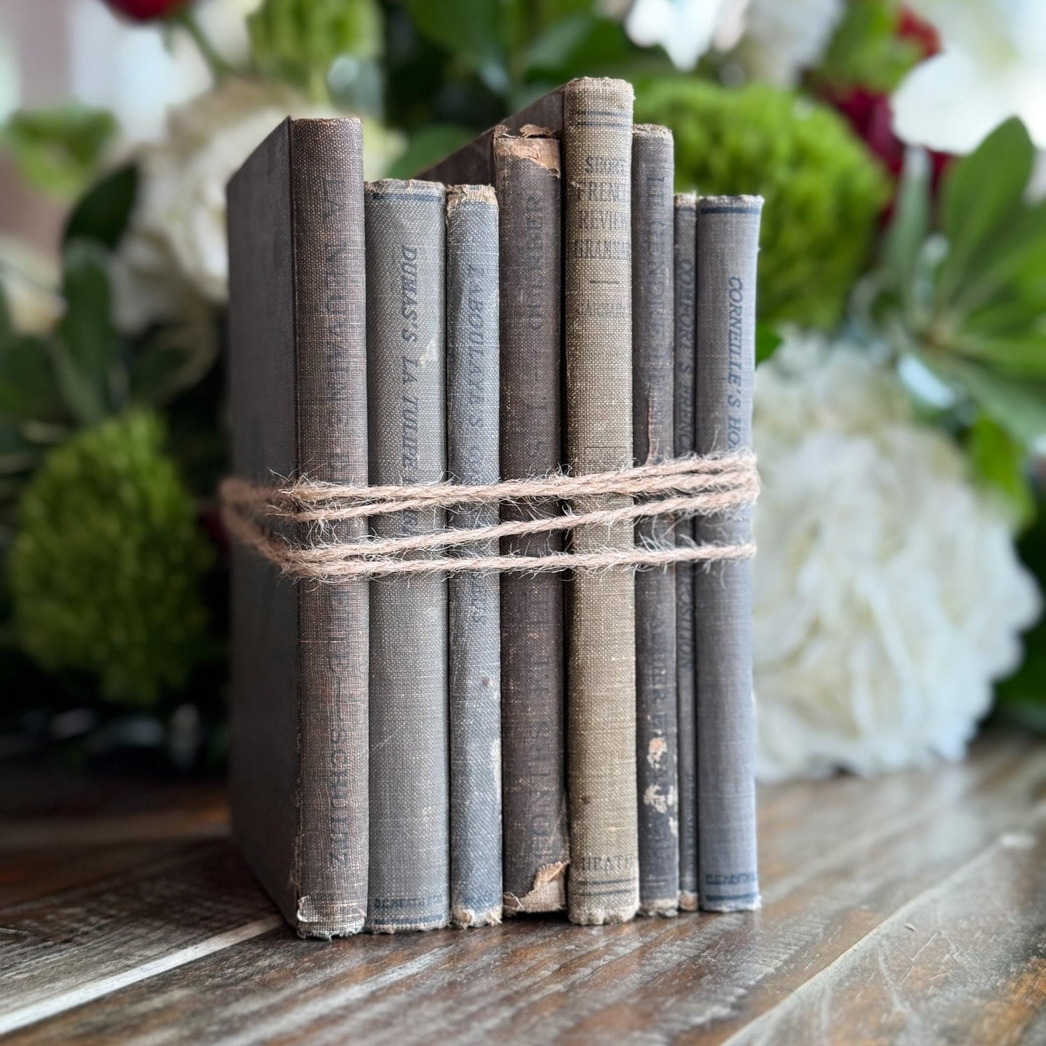 Antique Blue and Green French School Book Bundle For Decor - Pretty Old Books