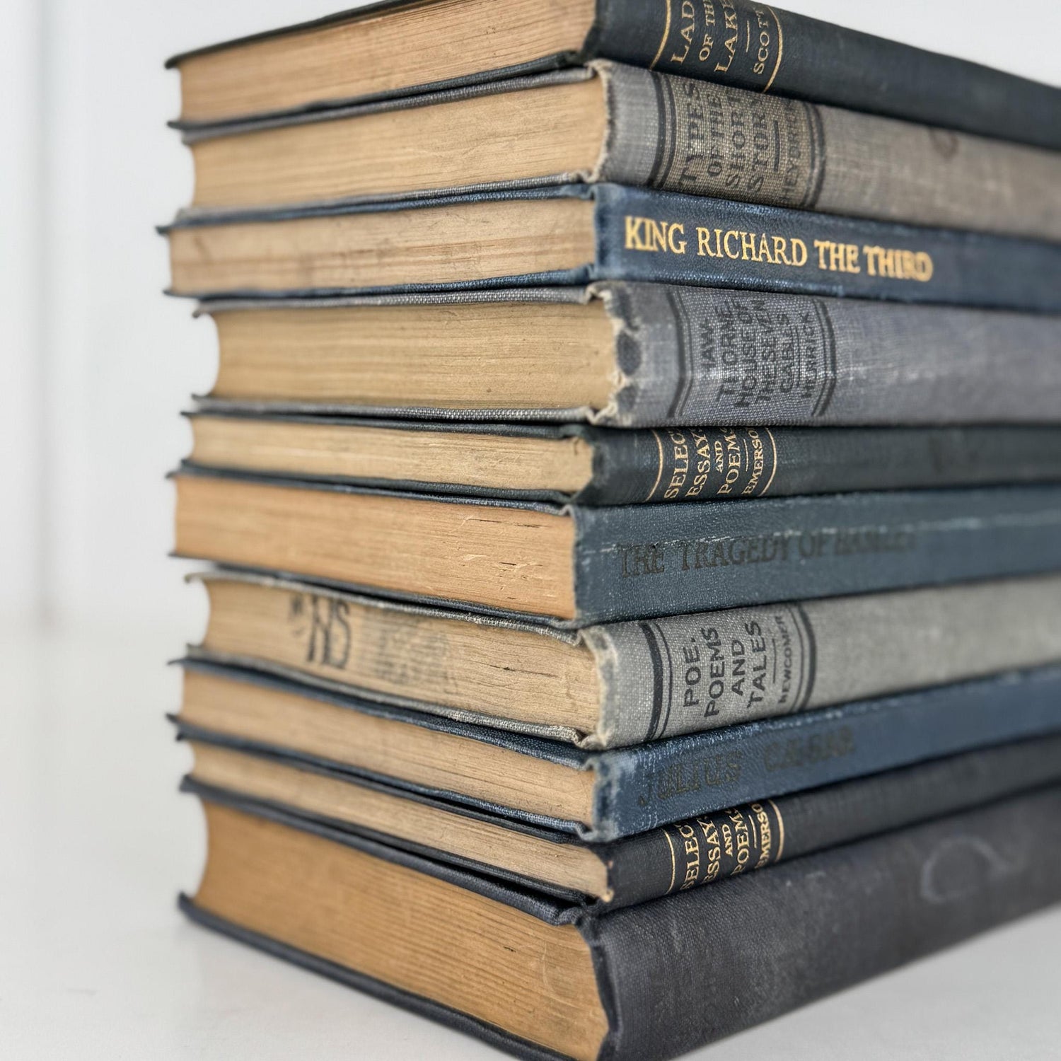 Antique Blue School Book Bundle of Classic Literature and Poetry - Pretty Old Books