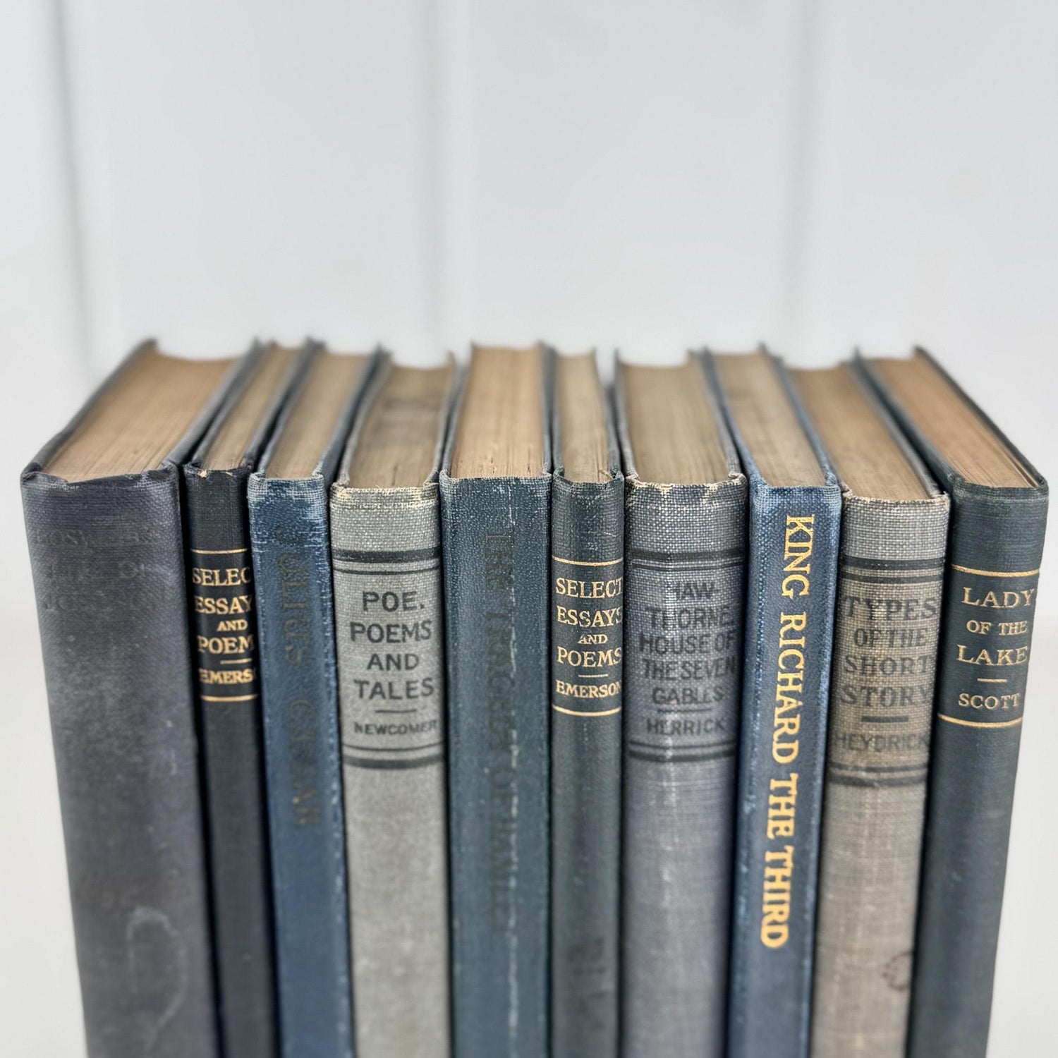 Antique Blue School Book Bundle of Classic Literature and Poetry - Pretty Old Books