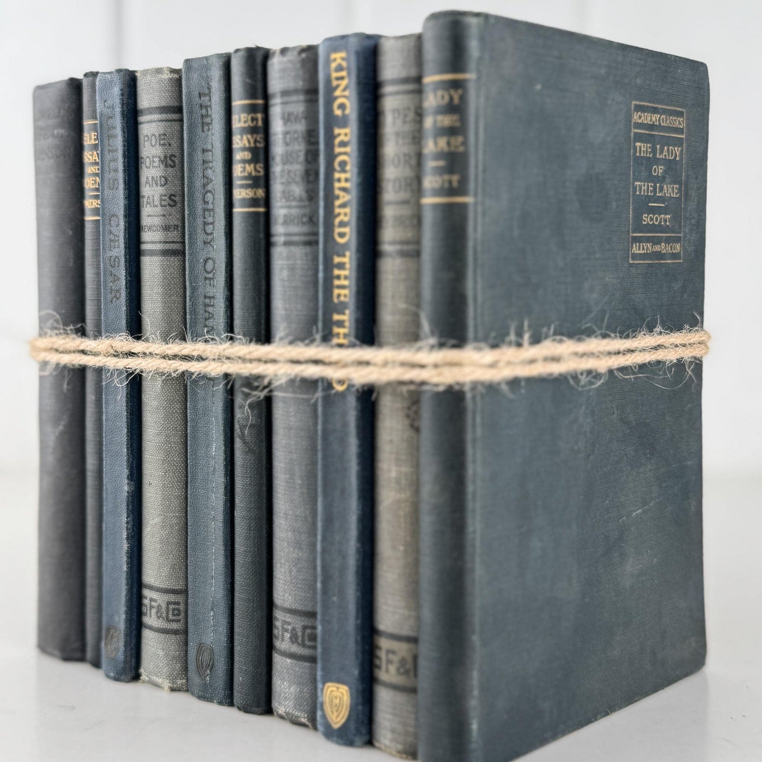 Antique Blue School Book Bundle of Classic Literature and Poetry - Pretty Old Books