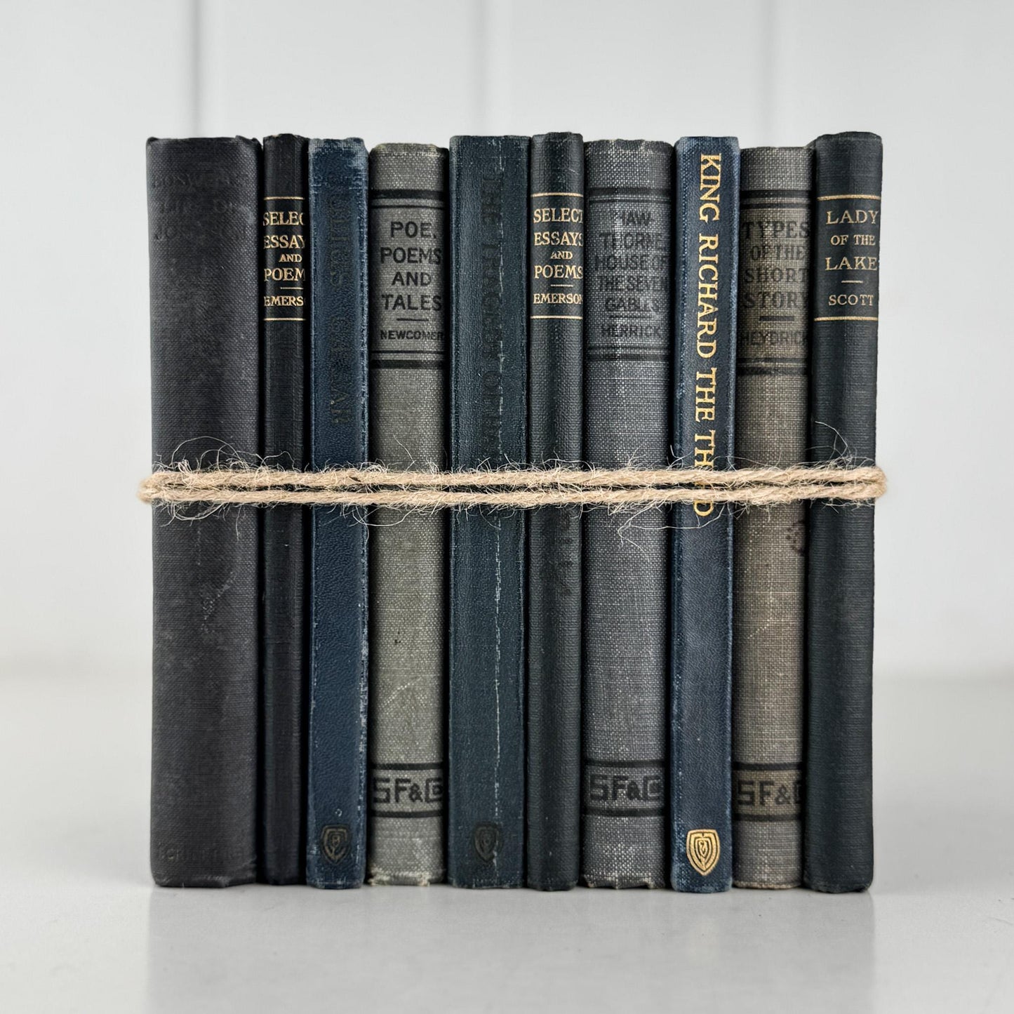 Antique Blue School Book Bundle of Classic Literature and Poetry - Pretty Old Books