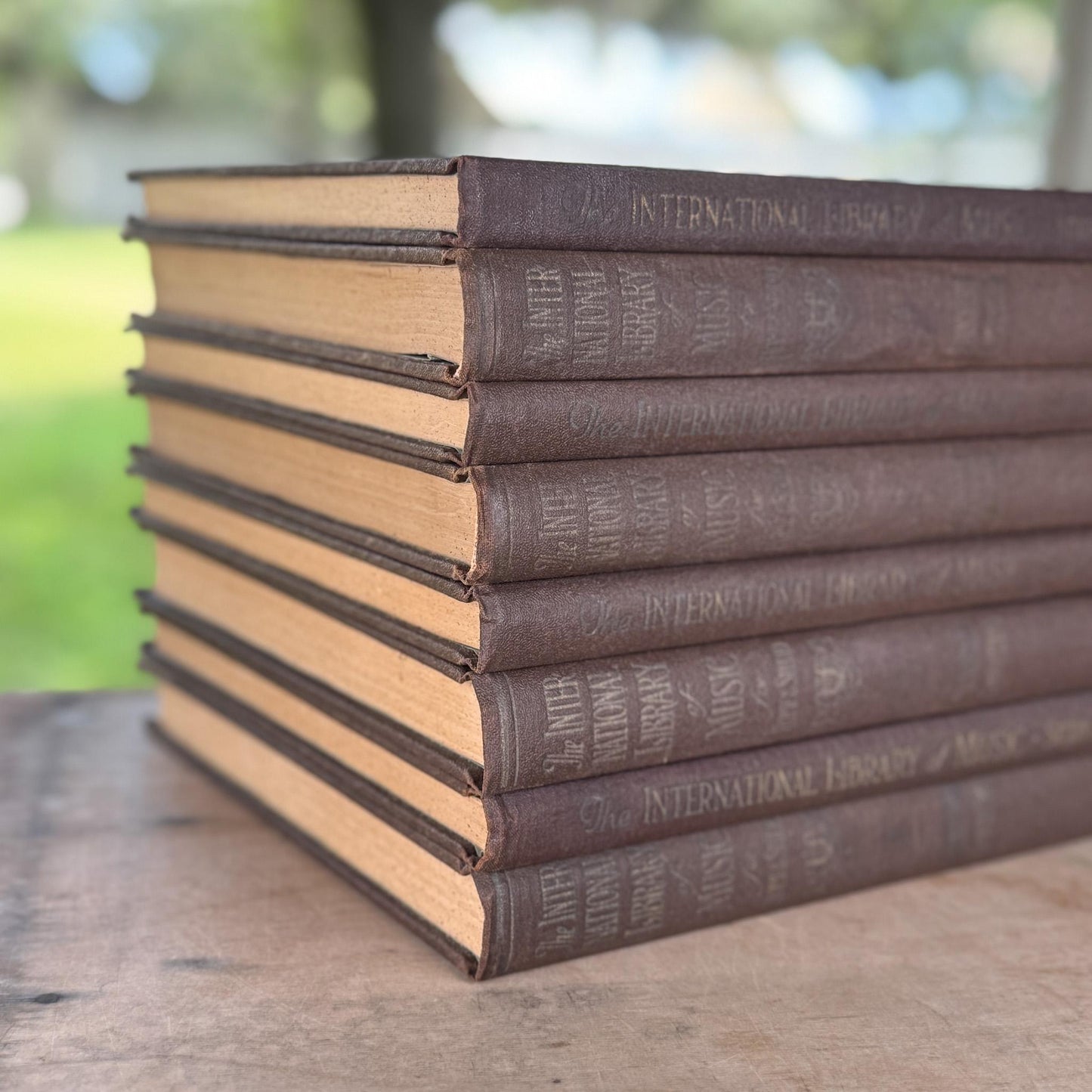 Antique Brown Embossed Oversized Books, International Library of Music, Vintage Music Books - Pretty Old Books