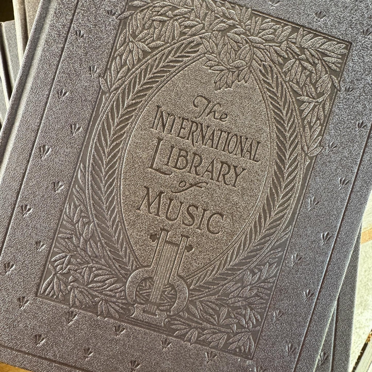 Antique Brown Embossed Oversized Books, International Library of Music, Vintage Music Books - Pretty Old Books