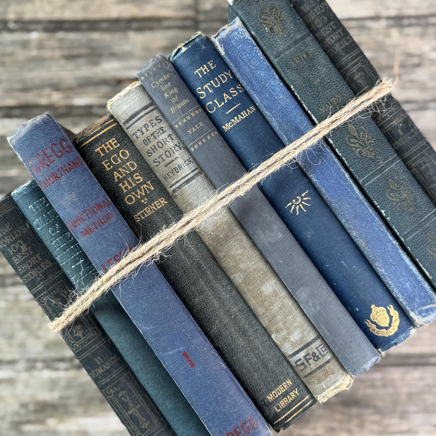 Antique Dark Blue Small Book Bundle of Literary & Academic Classics - Pretty Old Books