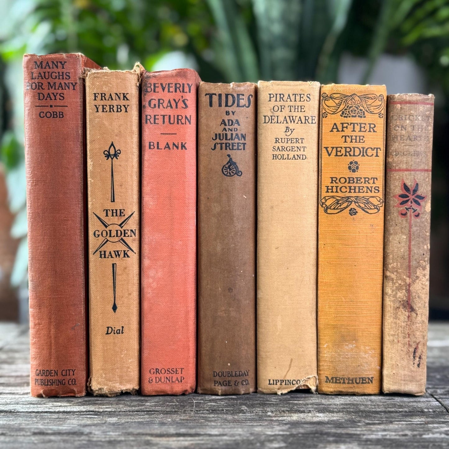 Antique Earth - Toned Book Set in Orange Red, Rust, Beige - Pretty Old Books