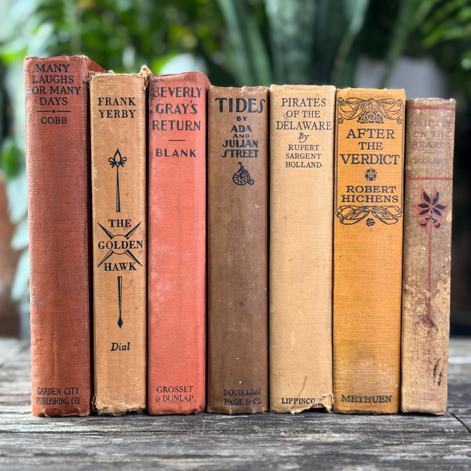 Antique Earth - Toned Book Set in Orange Red, Rust, Beige - Pretty Old Books