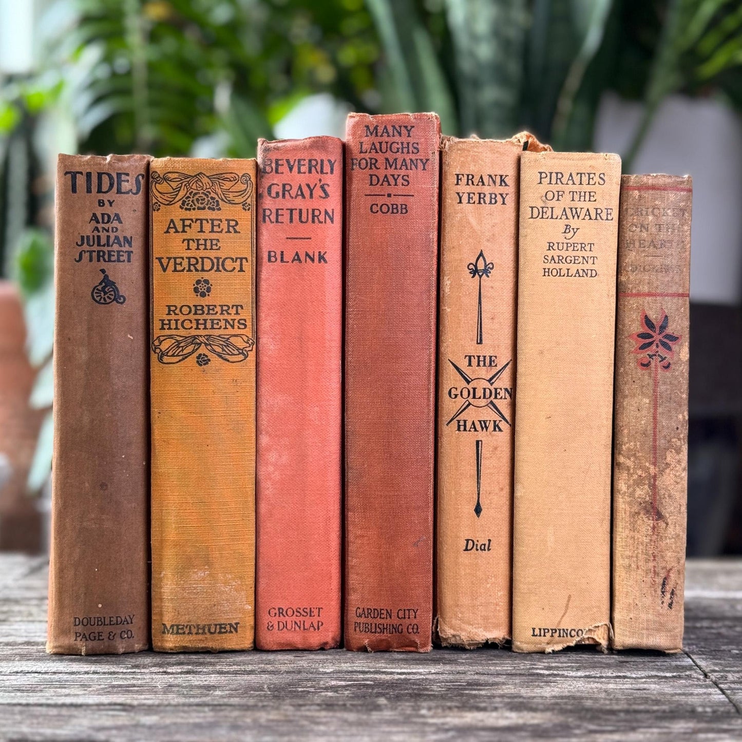 Antique Earth - Toned Book Set in Orange Red, Rust, Beige - Pretty Old Books