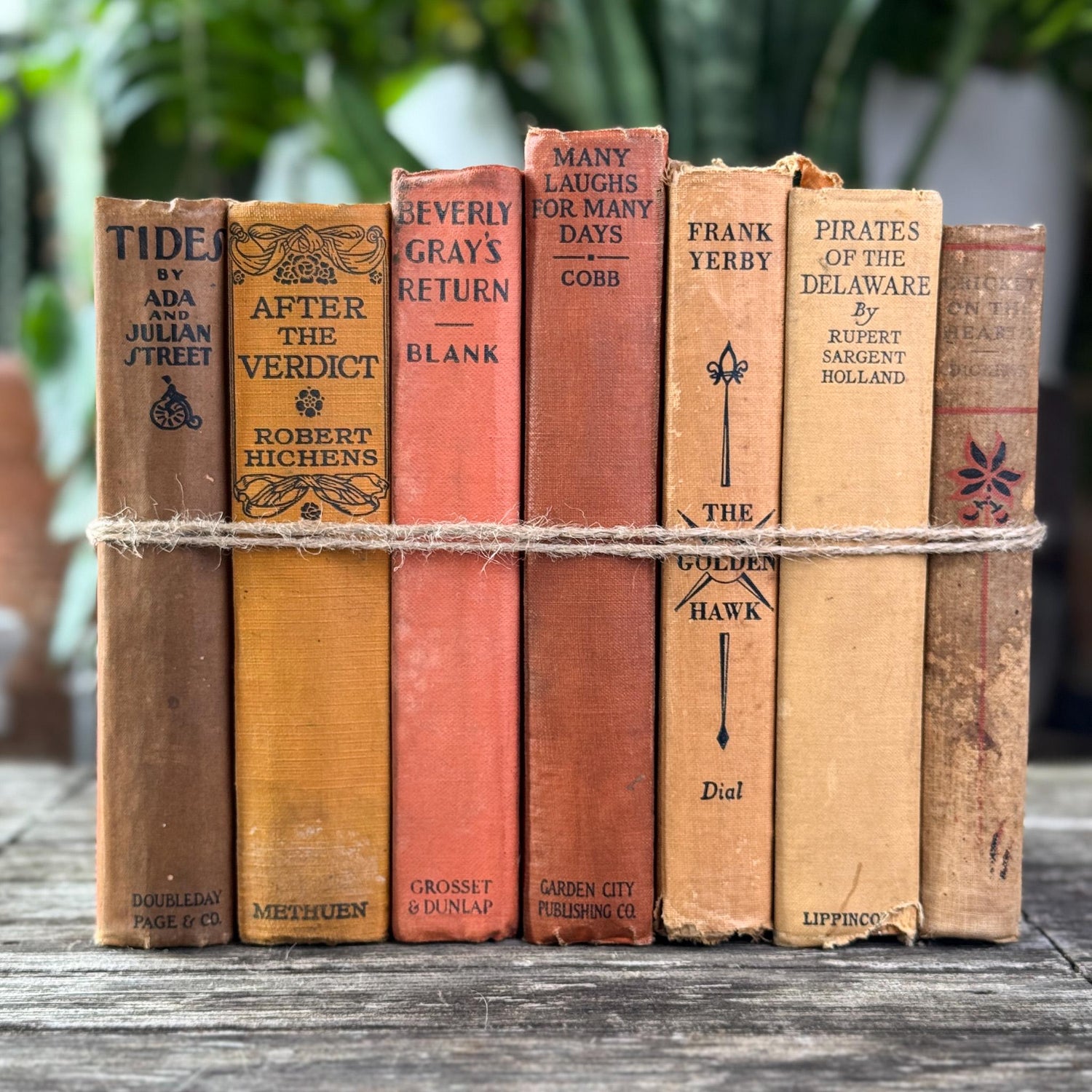 Antique Earth - Toned Book Set in Orange Red, Rust, Beige - Pretty Old Books