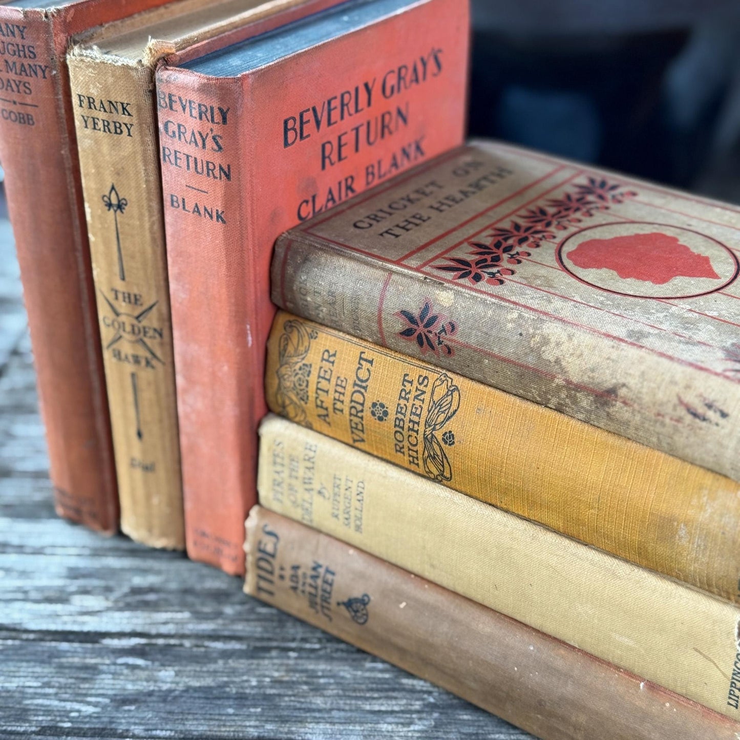 Antique Earth - Toned Book Set in Orange Red, Rust, Beige - Pretty Old Books