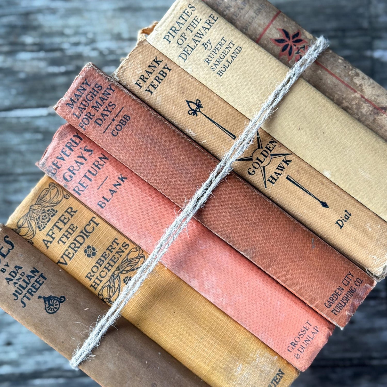 Antique Earth - Toned Book Set in Orange Red, Rust, Beige - Pretty Old Books