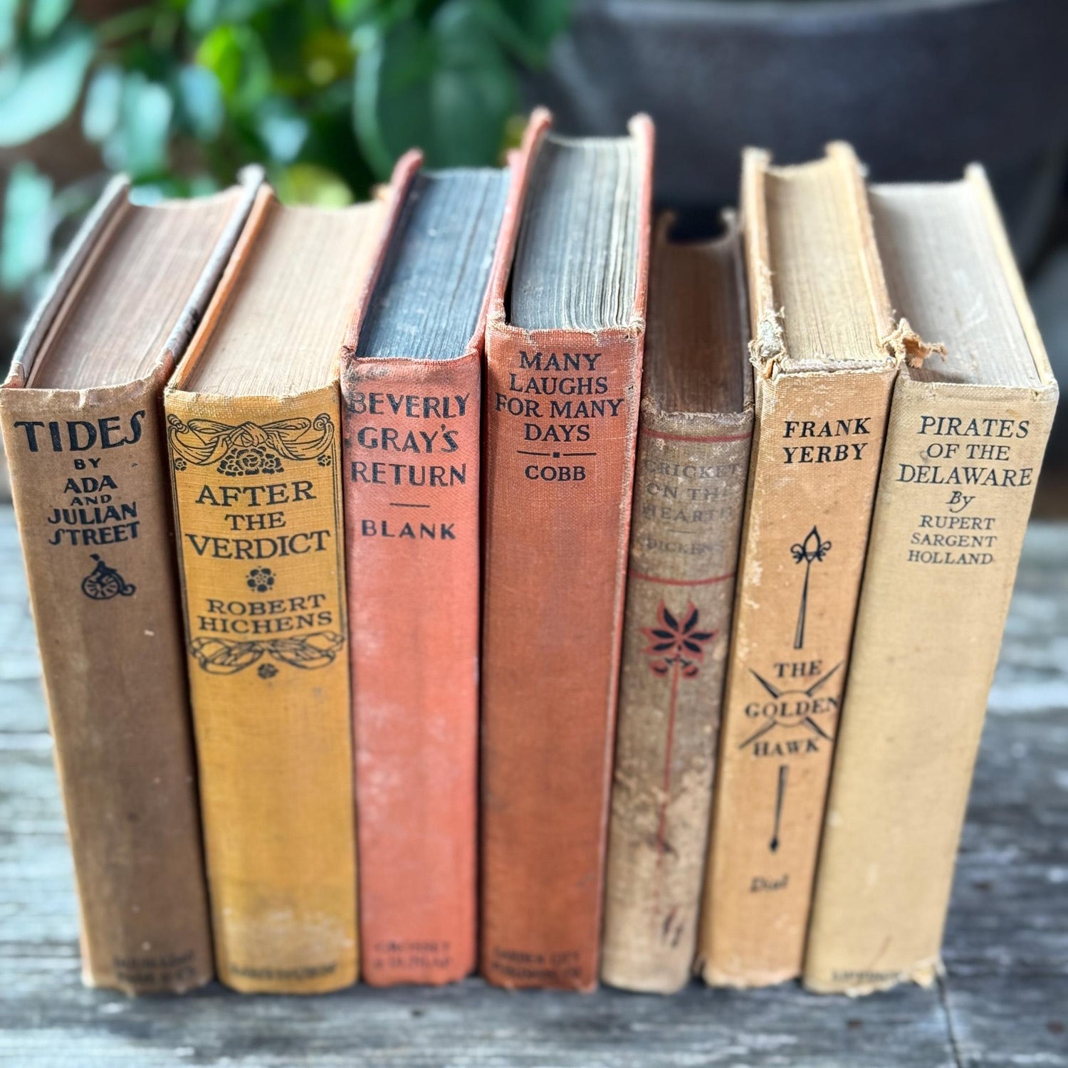 Antique Earth - Toned Book Set in Orange Red, Rust, Beige - Pretty Old Books