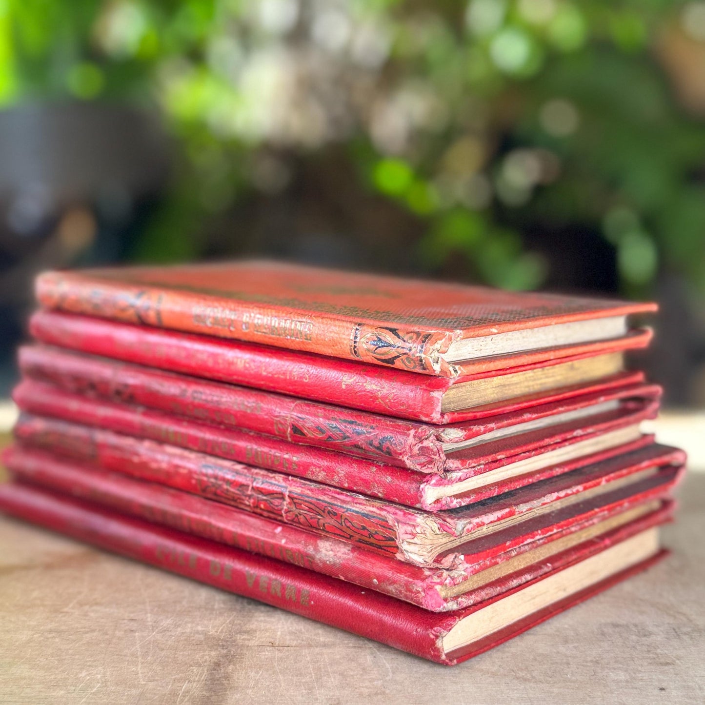 Antique French Book Bundle, Art Nouveau Gilt and Black Covers, Children's Prize Books - Pretty Old Books