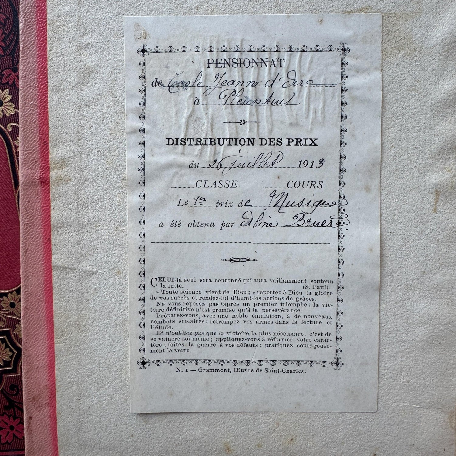 Antique French Book Bundle in Pink, Purple, and Faded Red With Floral Covers - Pretty Old Books