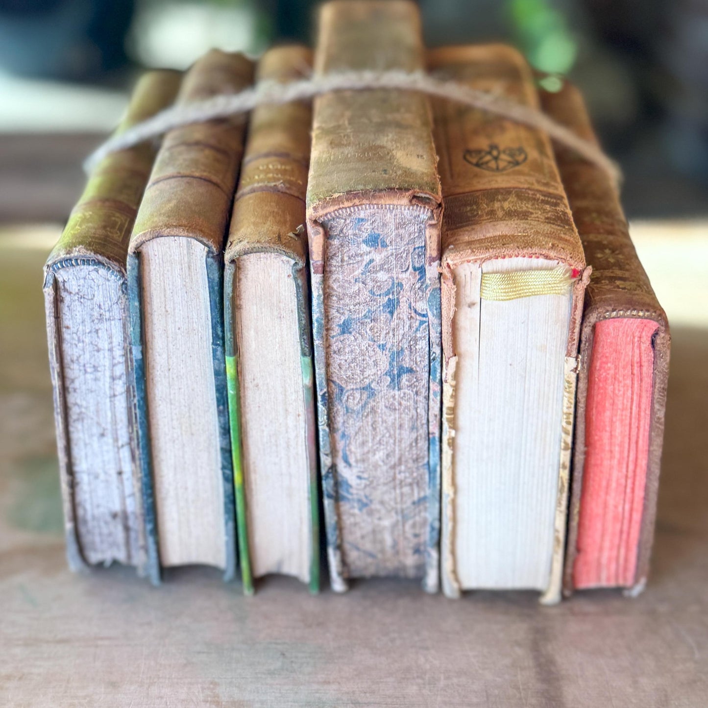 Antique French Leather Book Bundle in Caramel, Brown, and Tan - Pretty Old Books