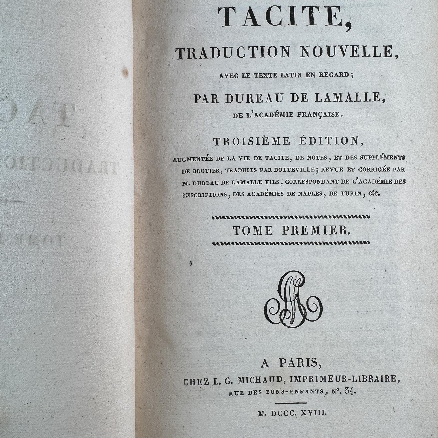 Antique French Leather Book Set of Tacitus, Complete 6-Volume Set, 1818 - Pretty Old Books