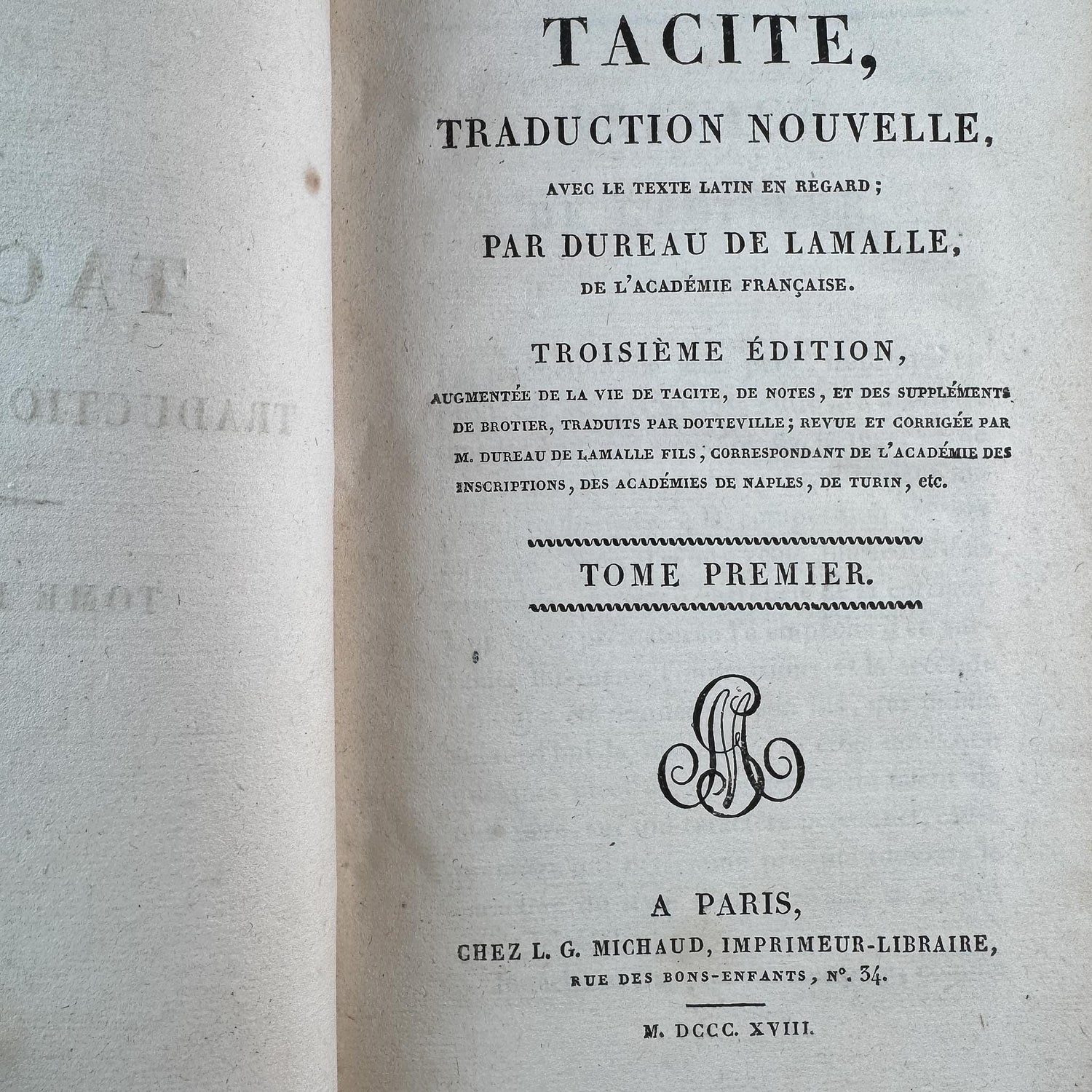 Antique French Leather Book Set of Tacitus, Complete 6-Volume Set, 1818 - Pretty Old Books