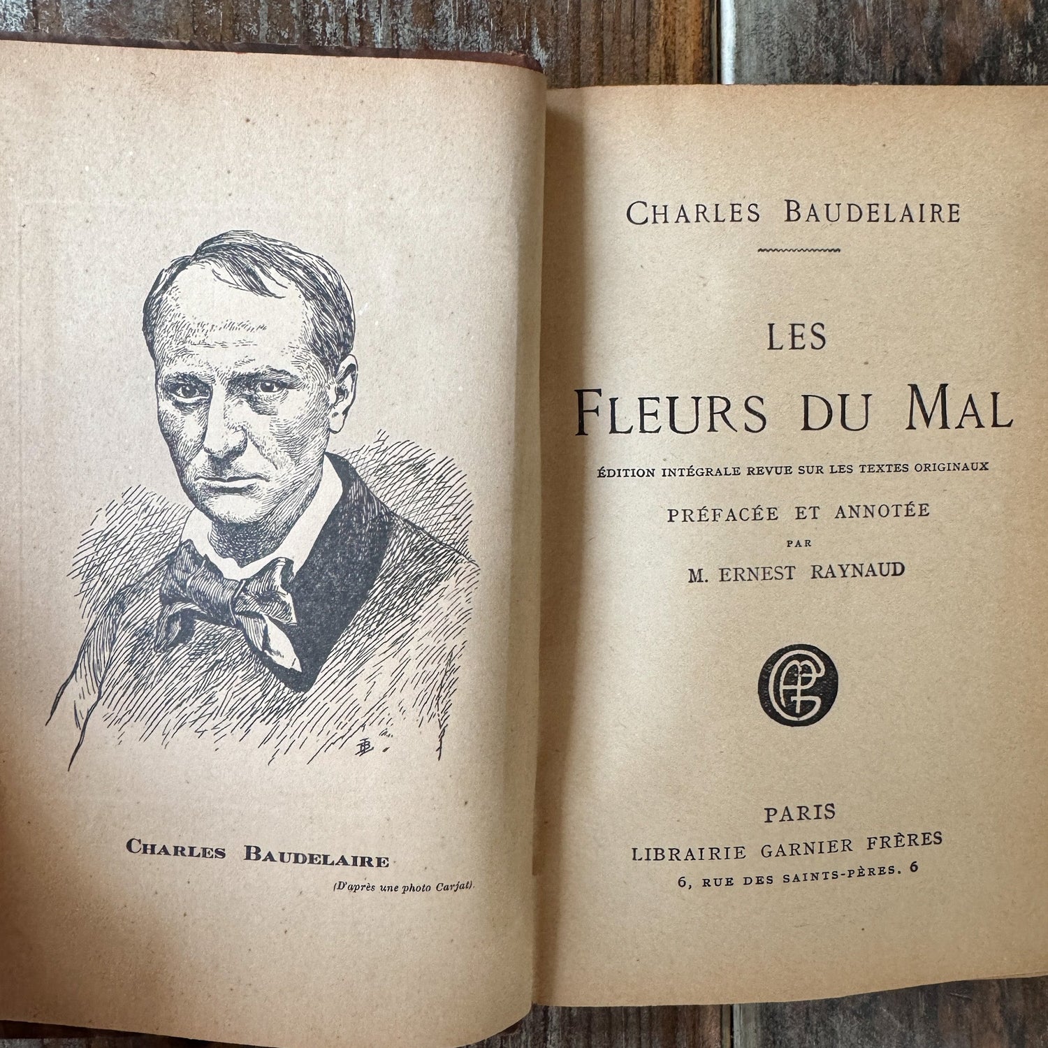 Antique Leather - Bound French Edition of Les Fleurs du Mal, Charles Baudelaire - Pretty Old Books
