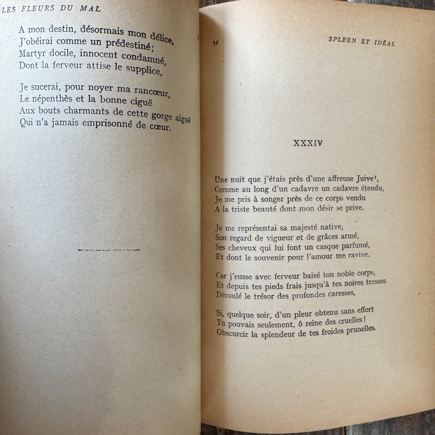 Antique Leather - Bound French Edition of Les Fleurs du Mal, Charles Baudelaire - Pretty Old Books