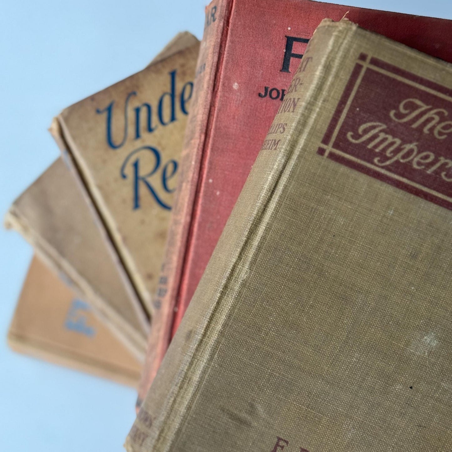 Antique Neutral Beige Brown Book Bundle, Westerns - Pretty Old Books