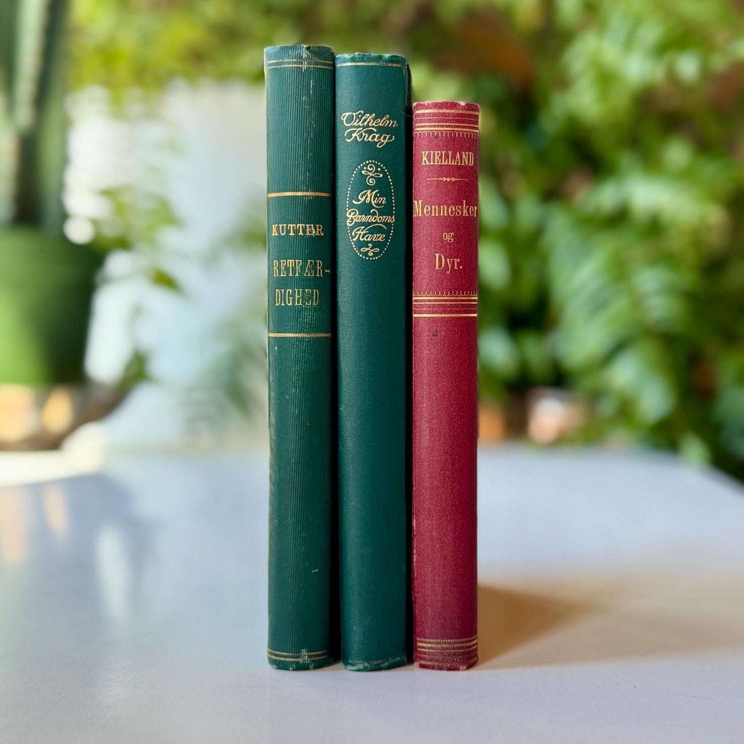 Antique Norwegian Literature Books, 1920s Ornate Marbled Novels - Pretty Old Books