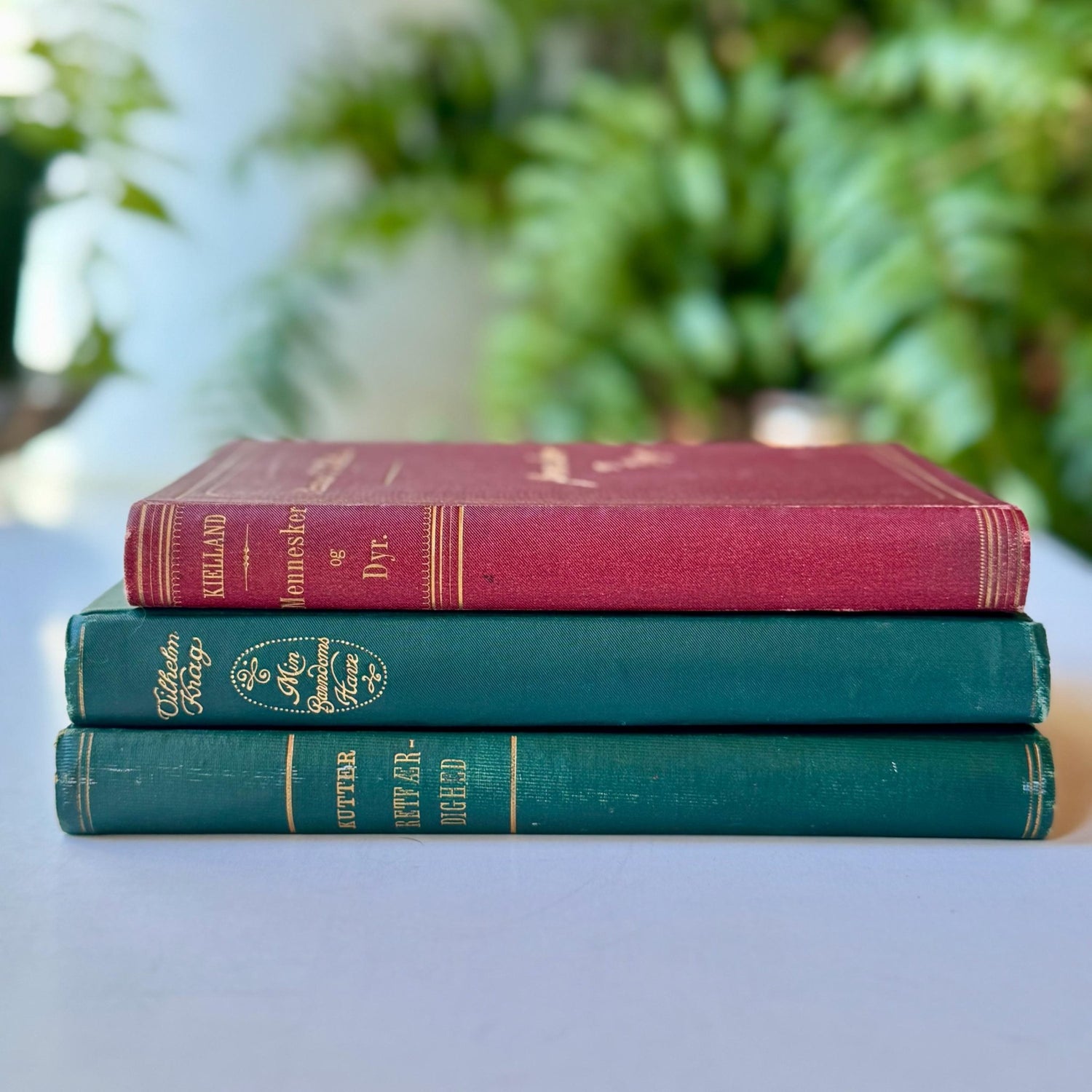 Antique Norwegian Literature Books, 1920s Ornate Marbled Novels - Pretty Old Books
