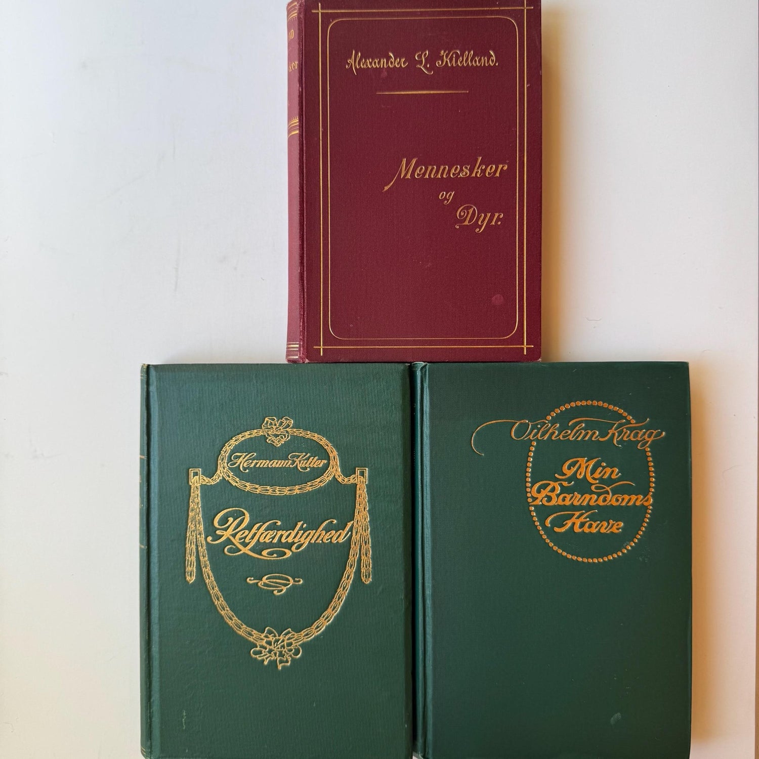 Antique Norwegian Literature Books, 1920s Ornate Marbled Novels - Pretty Old Books