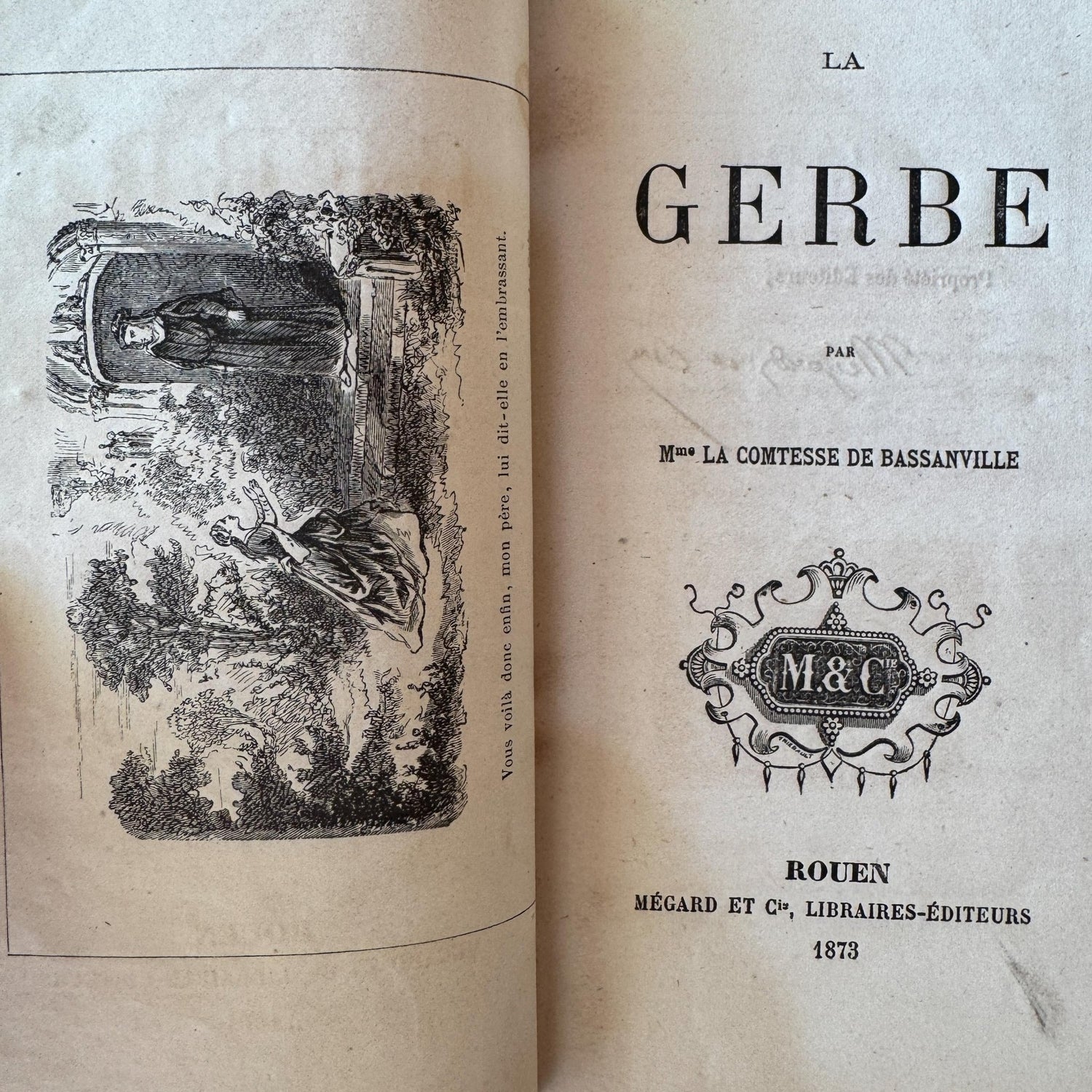 Antique Purple French Book Bundle With Gilt Embossed Covers and School Prize Labels - Pretty Old Books