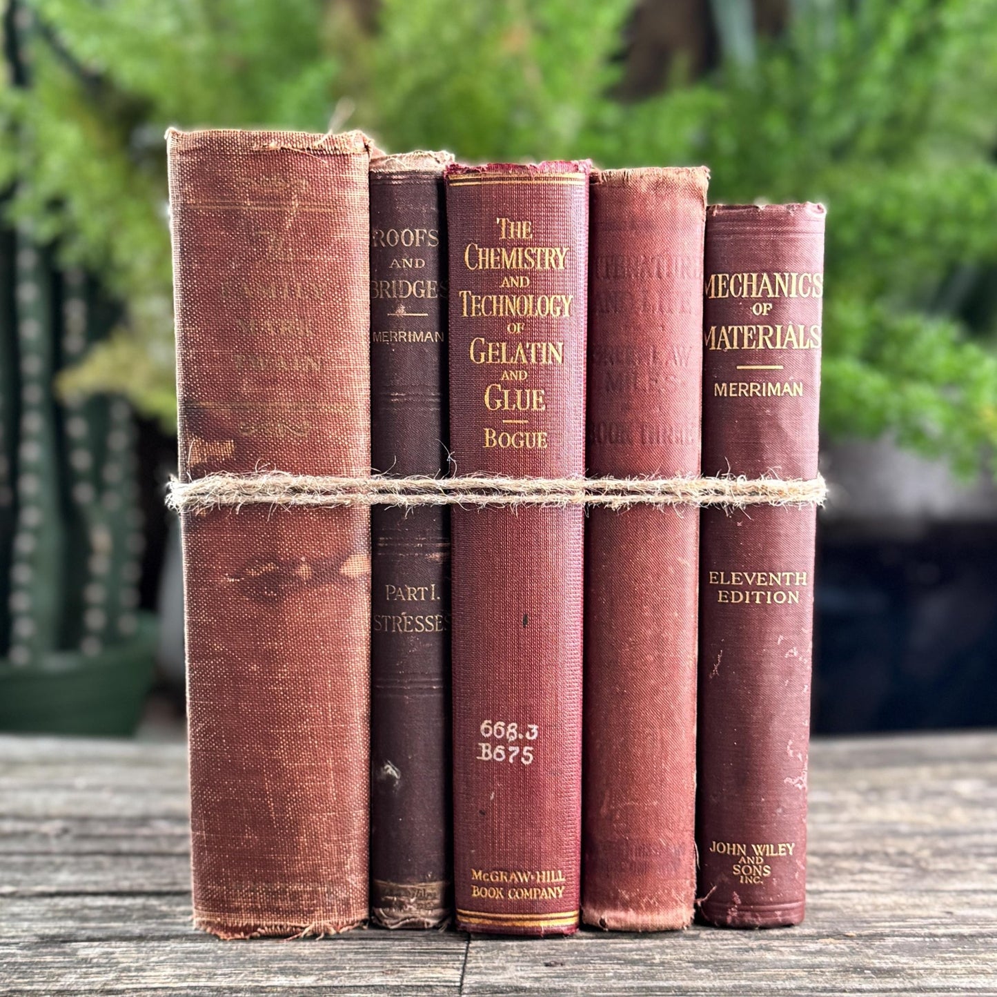 Antique Red and Copper Oversized Book Bundle for Shelf Styling - Pretty Old Books