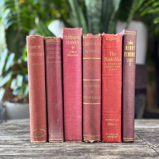 Antique Red and Gold Books for Decor, Classic Literature - Pretty Old Books