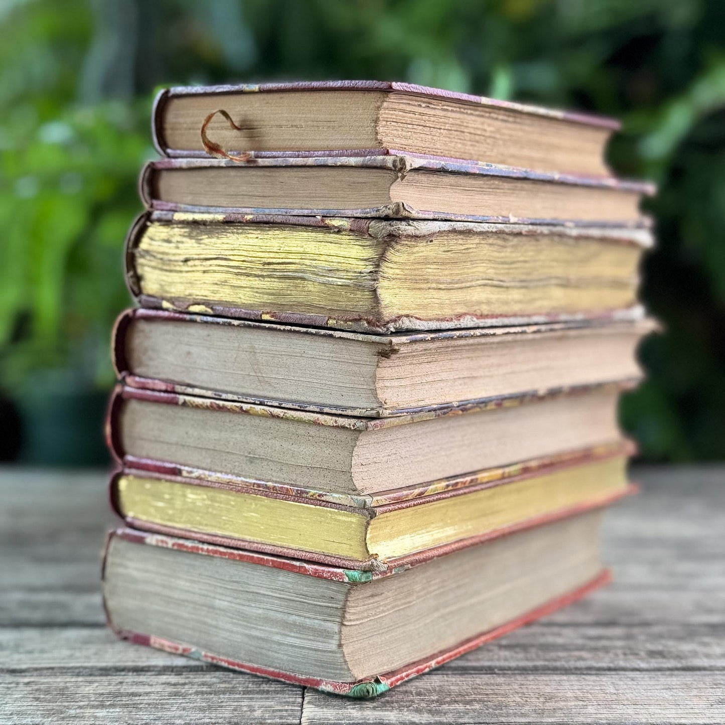 Antique Red French Leather Book Set - Pretty Old Books