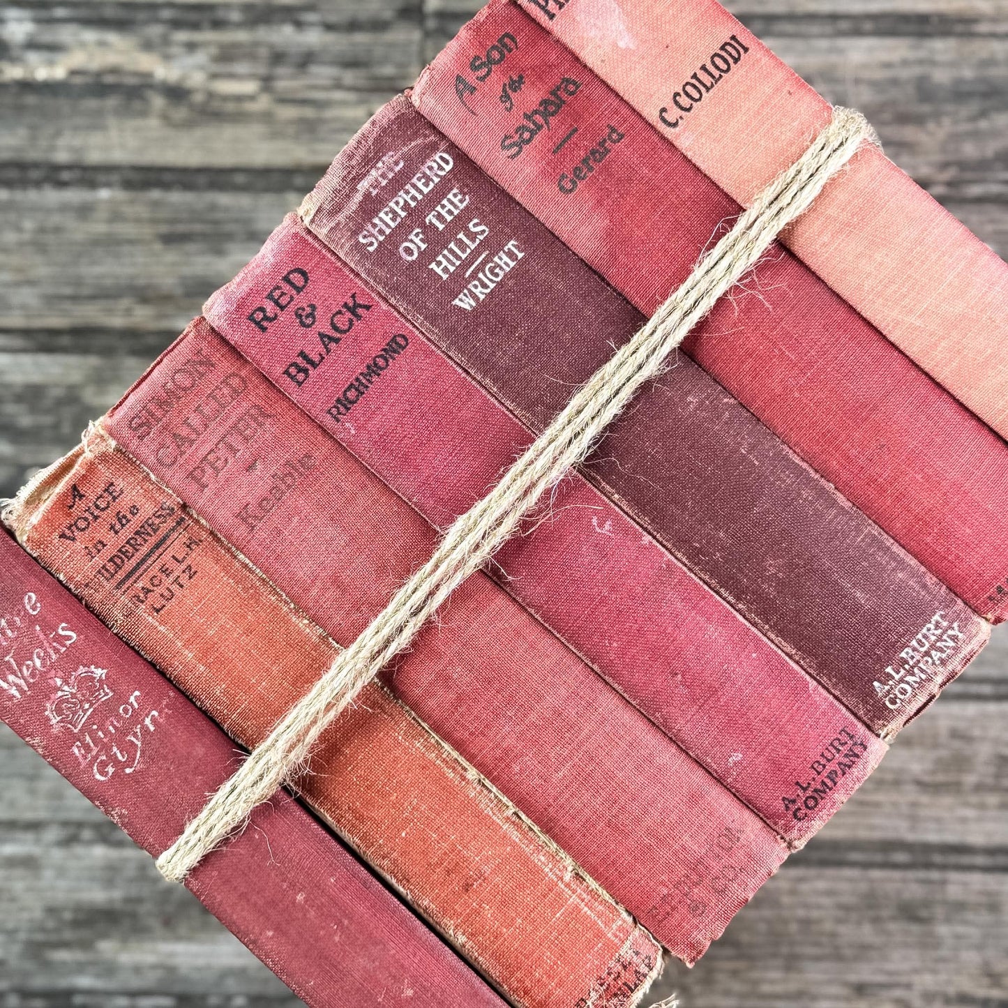 Antique Red Novels and Domestic Fiction for Shelf Styling - Pretty Old Books