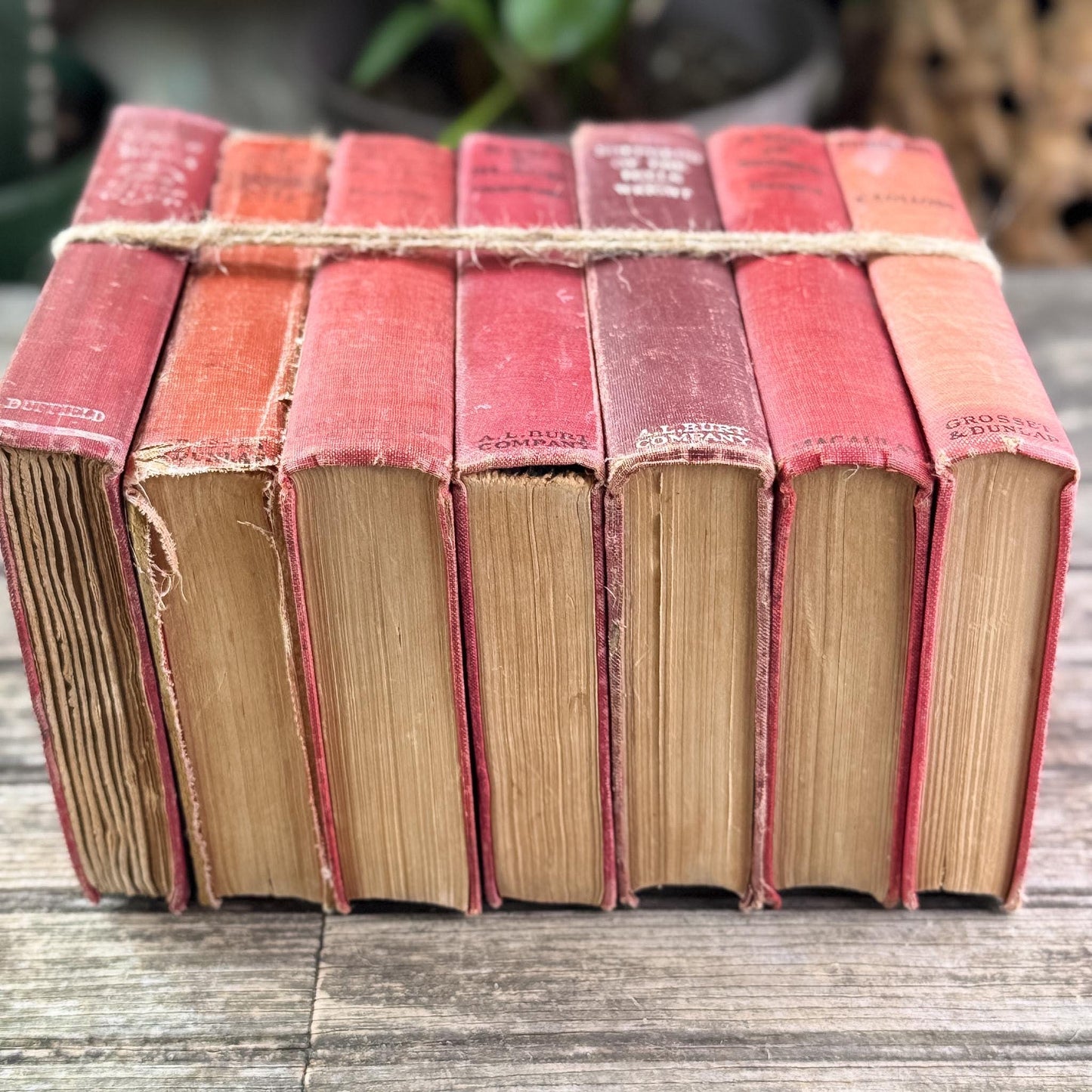 Antique Red Novels and Domestic Fiction for Shelf Styling - Pretty Old Books