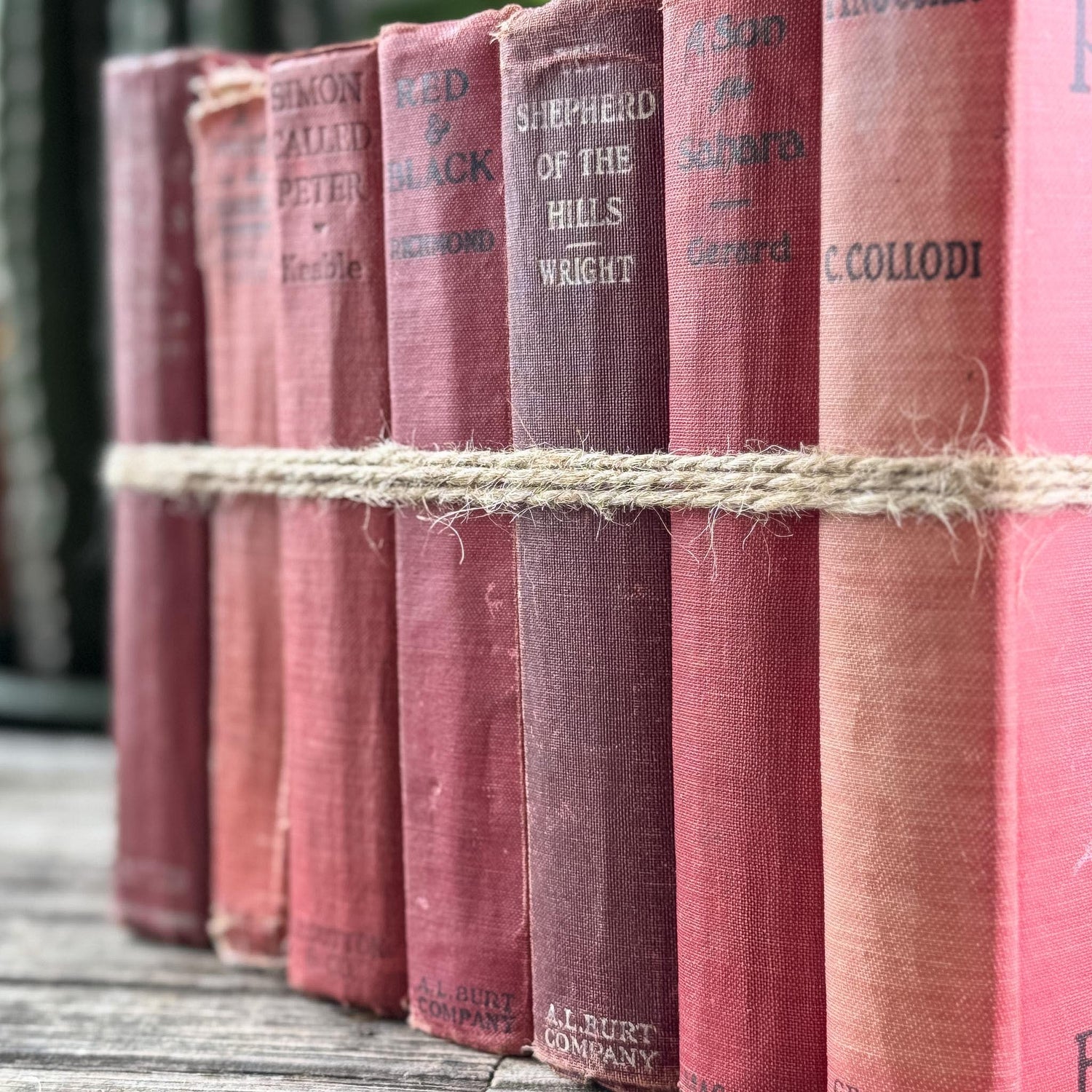 Antique Red Novels and Domestic Fiction for Shelf Styling - Pretty Old Books