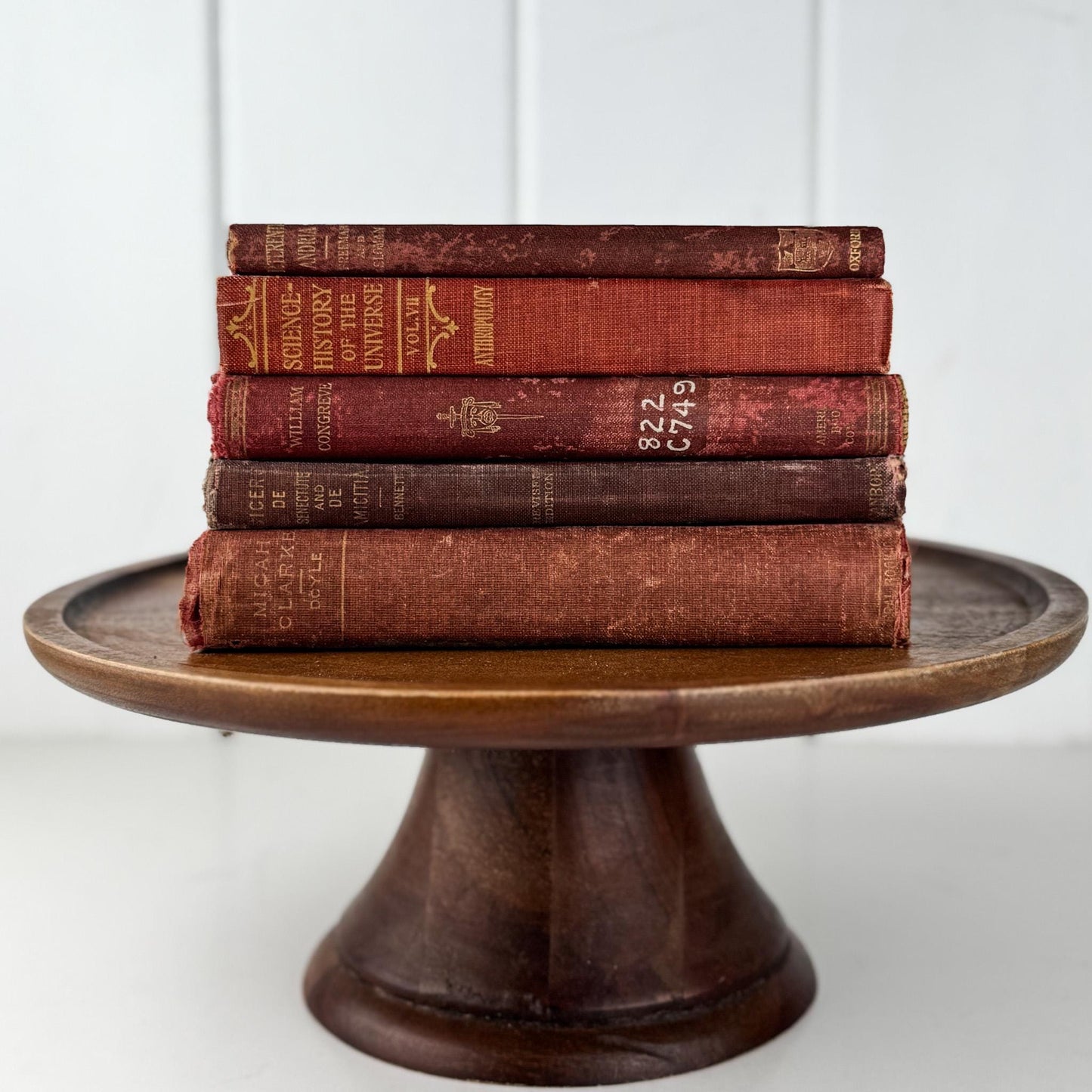 Antique Red Small Book Bundle for Literary Decor - Pretty Old Books