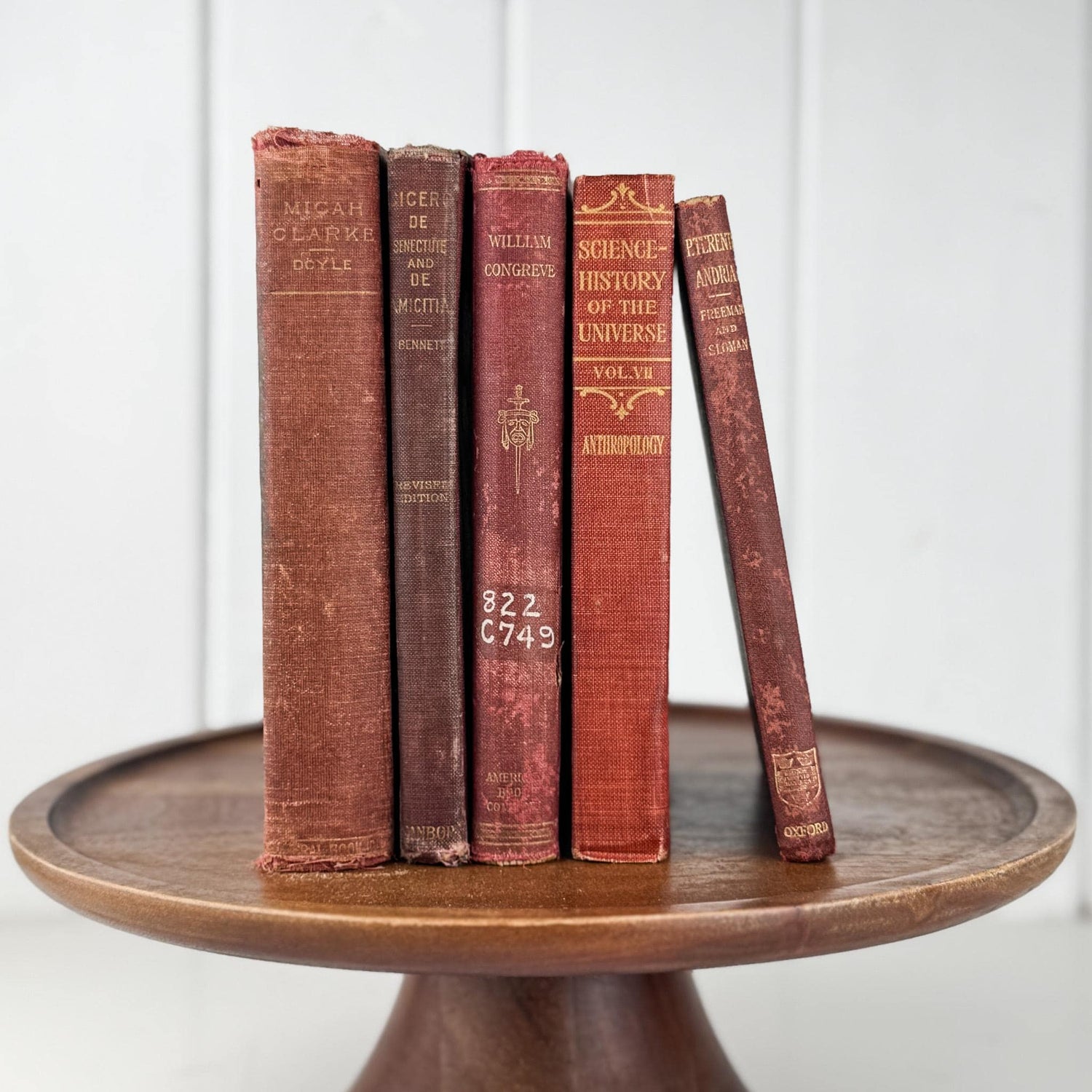 Antique Red Small Book Bundle for Literary Decor - Pretty Old Books