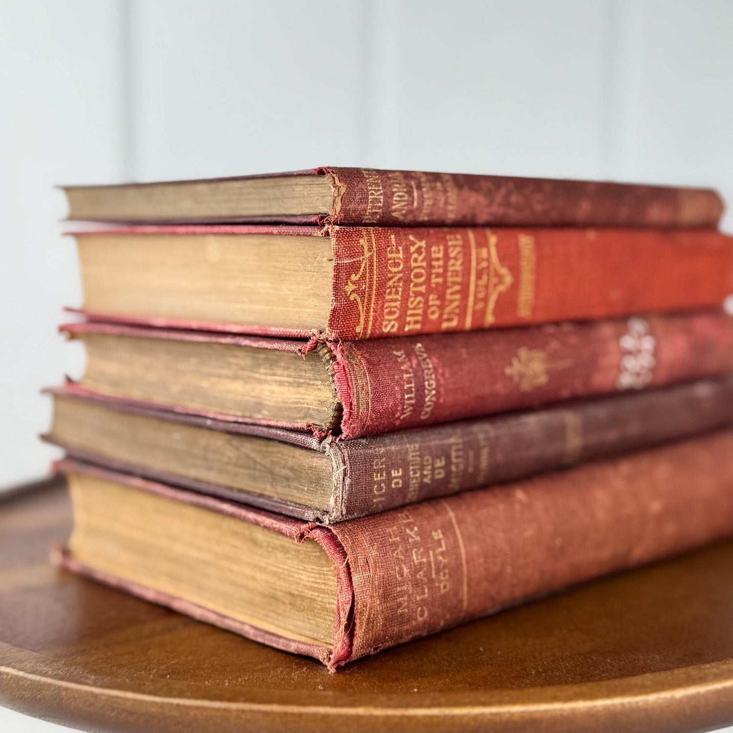 Antique Red Small Book Bundle for Literary Decor - Pretty Old Books