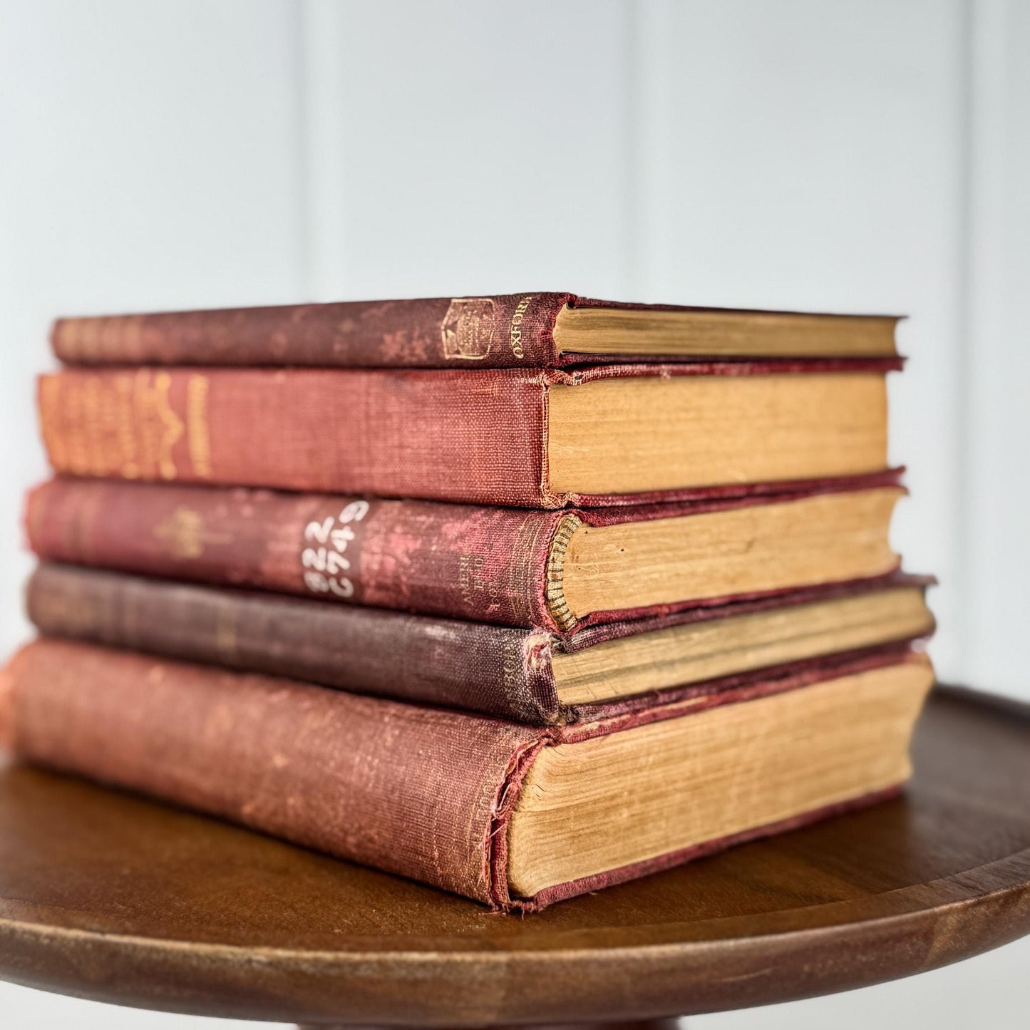 Antique Red Small Book Bundle for Literary Decor - Pretty Old Books