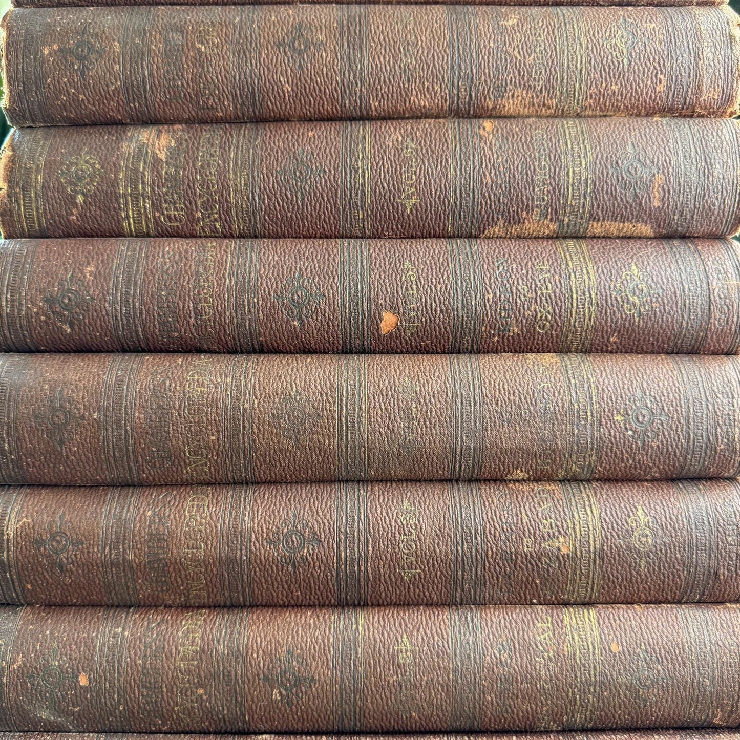 Antique Rust Red Chambers's Encyclopedia: A Dictionary of Universal Knowledge For the People, 1889, Complete 8 Volume Set - Pretty Old Books