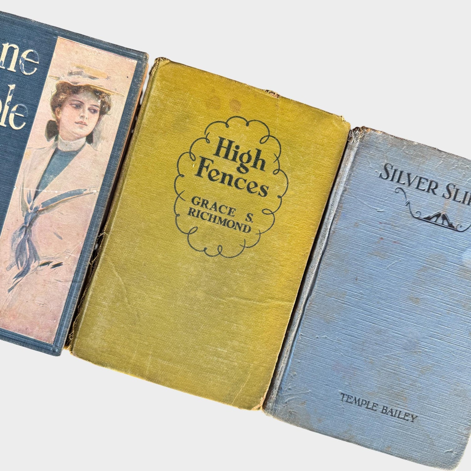 Antique Shabby Blue and Green Distressed Books for Display, Handmade Decor - Pretty Old Books