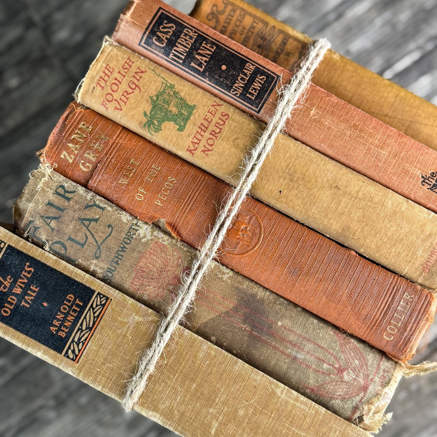 Antique Shabby Earth - Toned Orange Red, Rust, and Beige Boo Bundle - Pretty Old Books