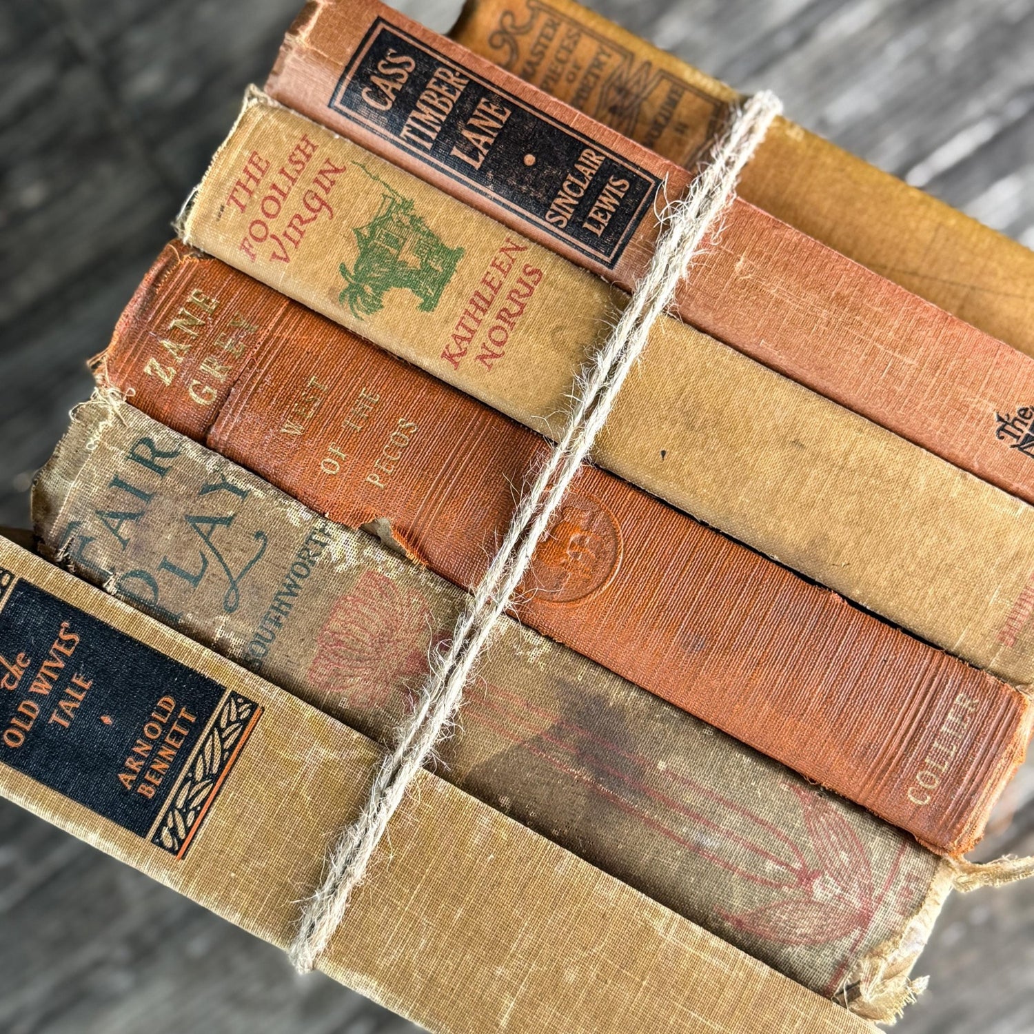 Antique Shabby Earth - Toned Orange Red, Rust, and Beige Boo Bundle - Pretty Old Books