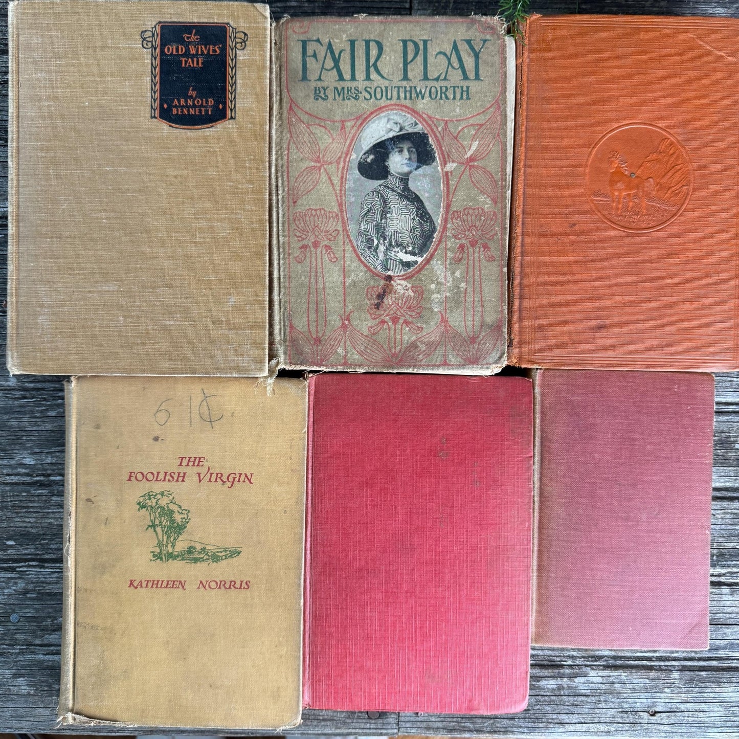 Antique Shabby Earth - Toned Orange Red, Rust, and Beige Boo Bundle - Pretty Old Books