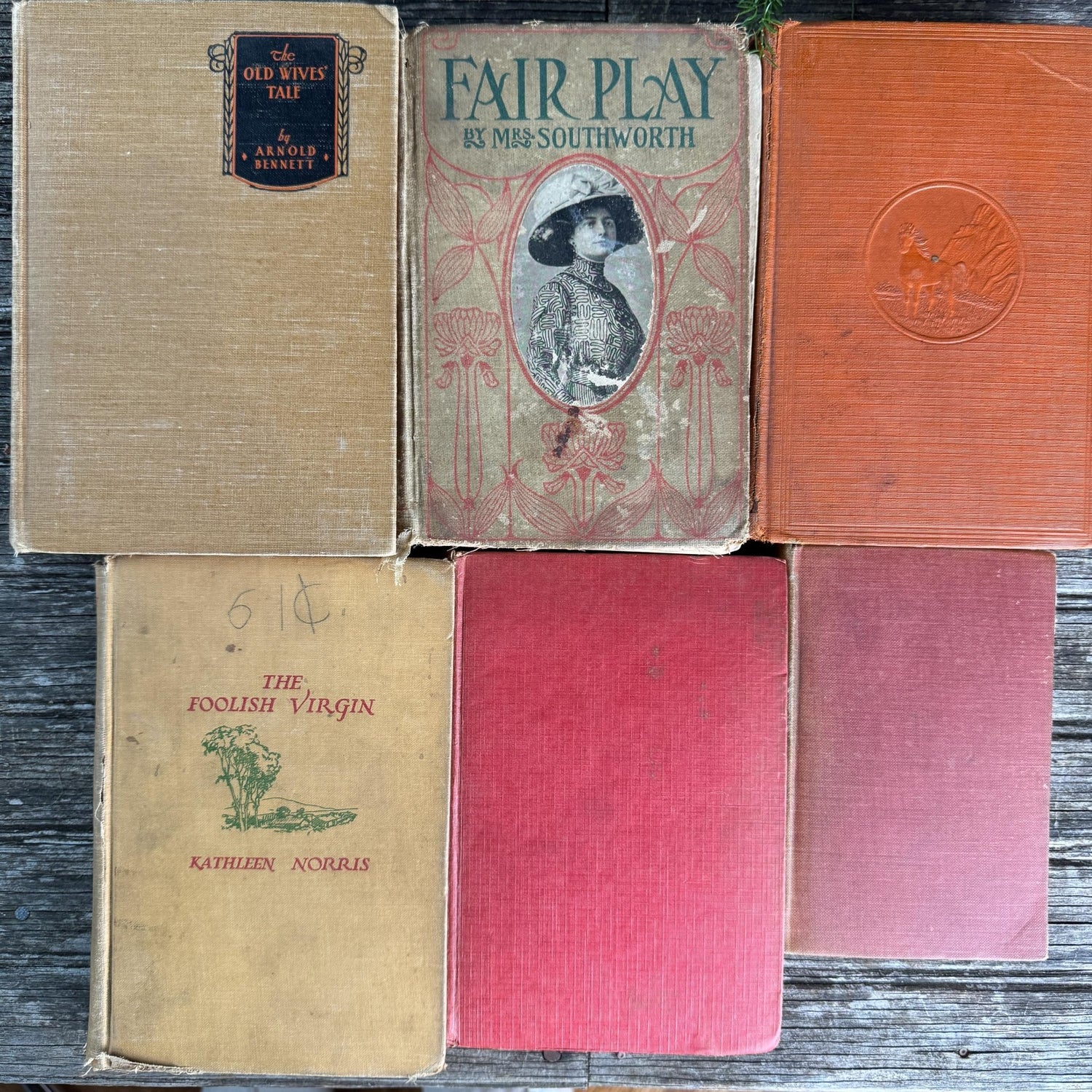 Antique Shabby Earth - Toned Orange Red, Rust, and Beige Boo Bundle - Pretty Old Books