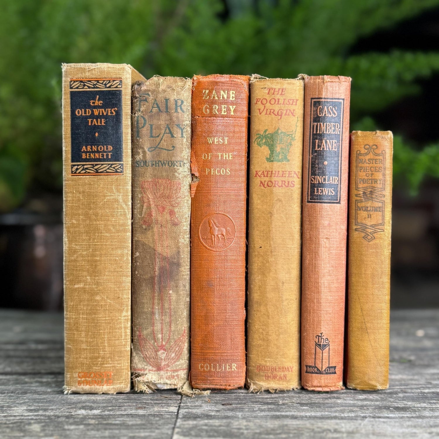 Antique Shabby Earth - Toned Orange Red, Rust, and Beige Boo Bundle - Pretty Old Books
